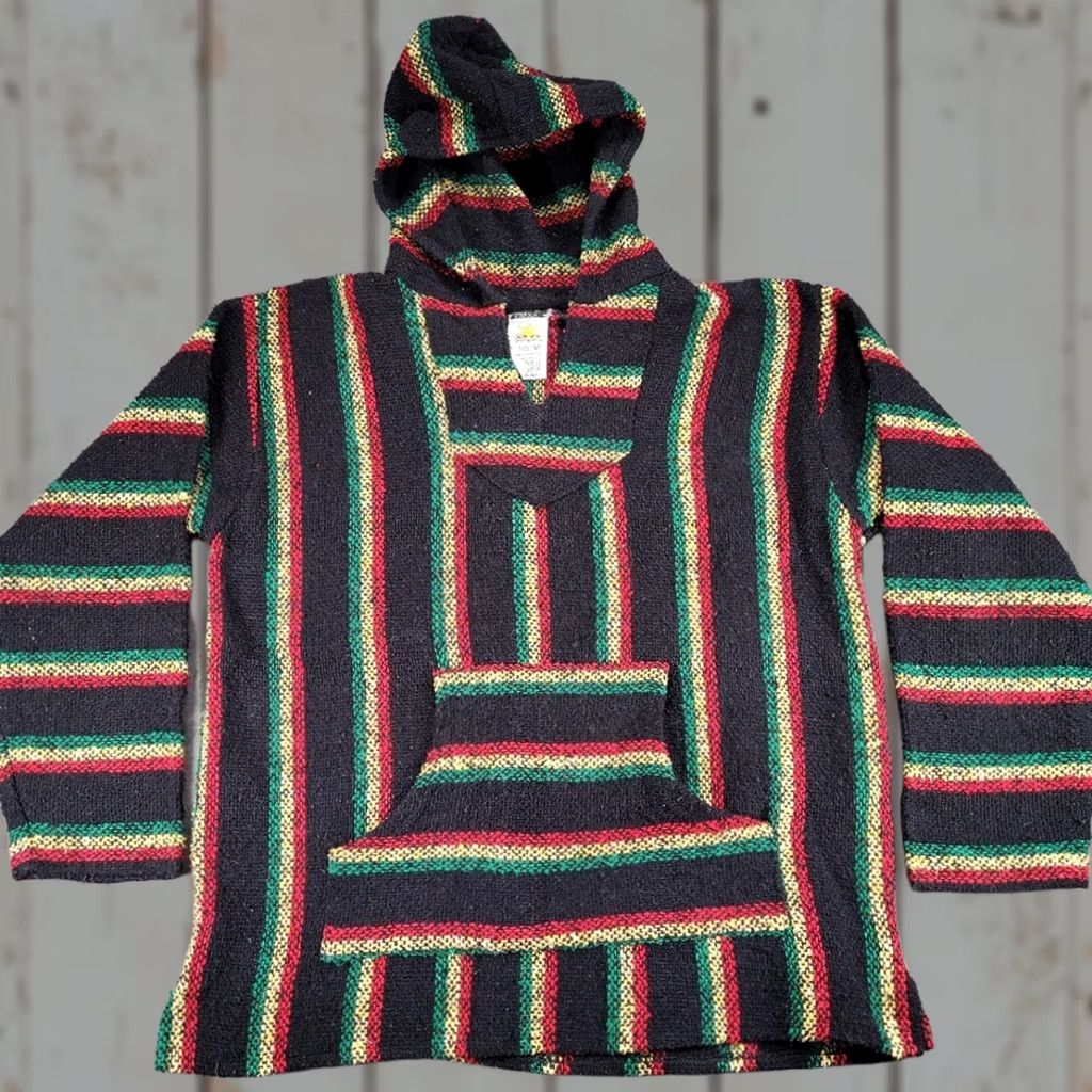 Sunspel Sunspecs Baja Hoodie Pullover Striped Festival Poncho Sweater Medium Size US M / EU 48-50 / 2 - 1 Thumbnail