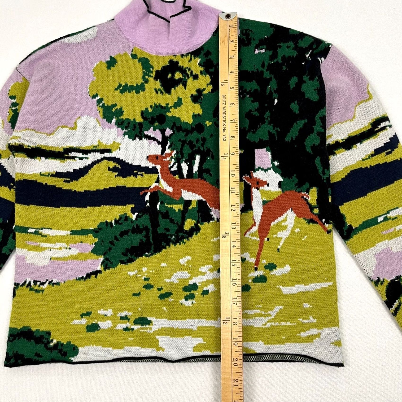 Anthropologie VINTAGE Anthropologie Maeve Sweater Womens XS Petite Deer Forest Scenic Jumper Mockneck Size XS / US 0-2 / IT 36-38 - 3 Thumbnail