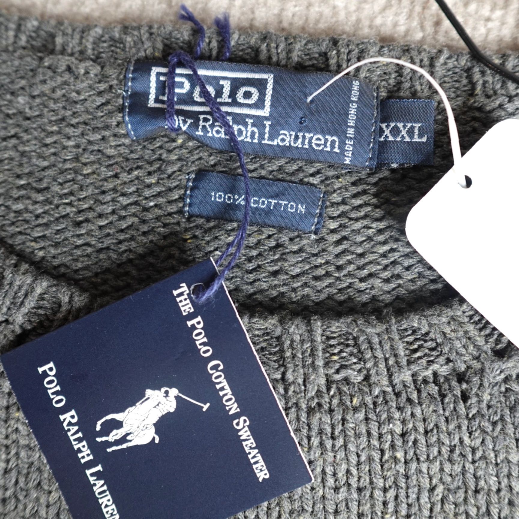 Polo Ralph Lauren VINTAGE Polo Ralph Lauren Sweater Men 2XL Gray Solid Crew Neck Cotton Pullover Knit Size US XXL / EU 58 / 5 - 2 Thumbnail