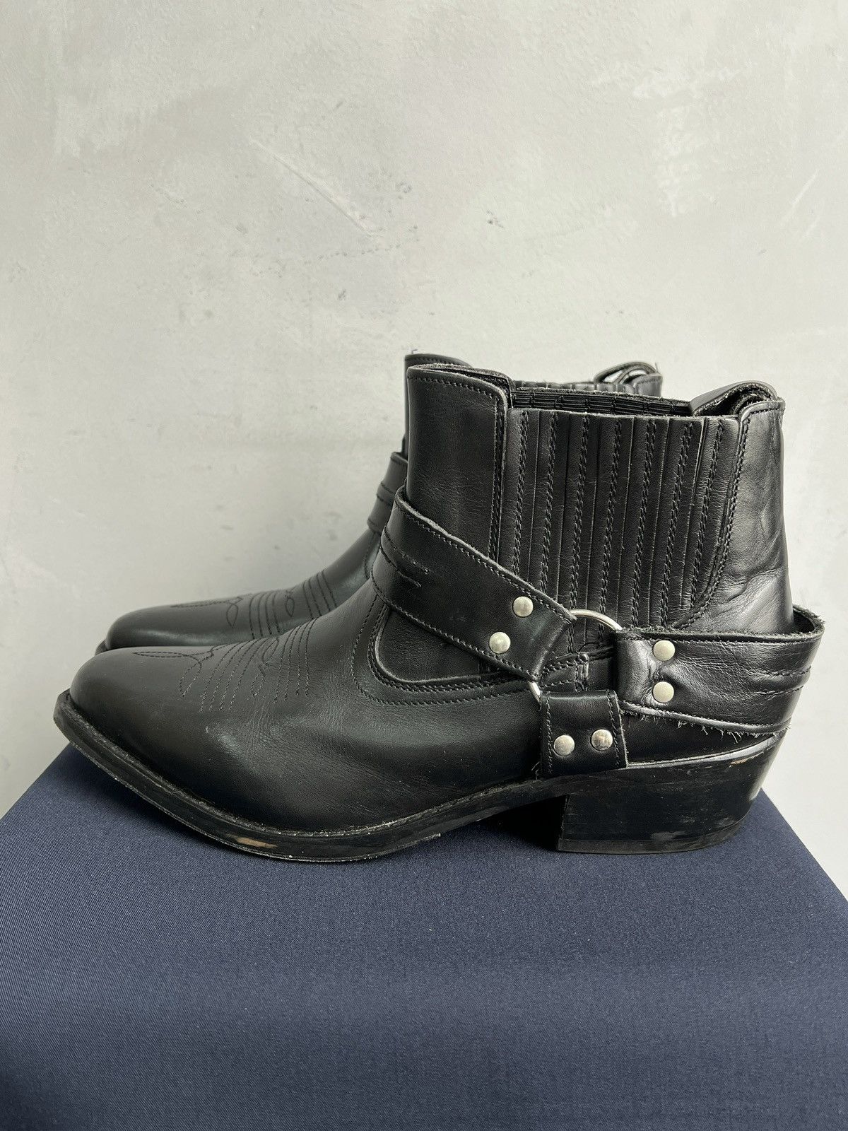 Western Rise Vintage leather western guidi style ankle moto boots y2k Size US 8.5 / EU 41-42 - 1 Thumbnail