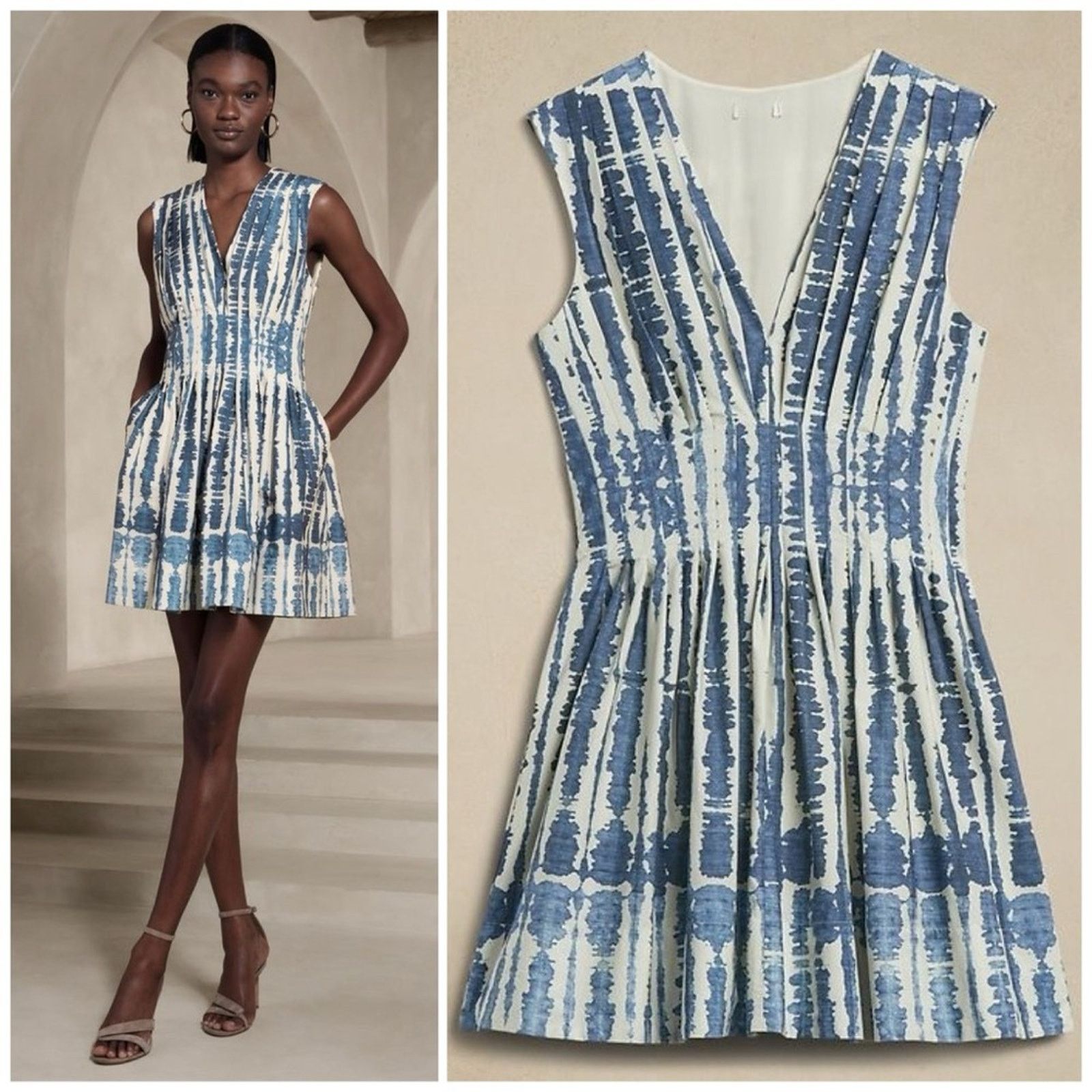 Banana Republic Banana Republic Ariana Cici Poplin Dress Sleeveless Pleated Size M / US 6-8 / IT 42-44 - 3 Thumbnail