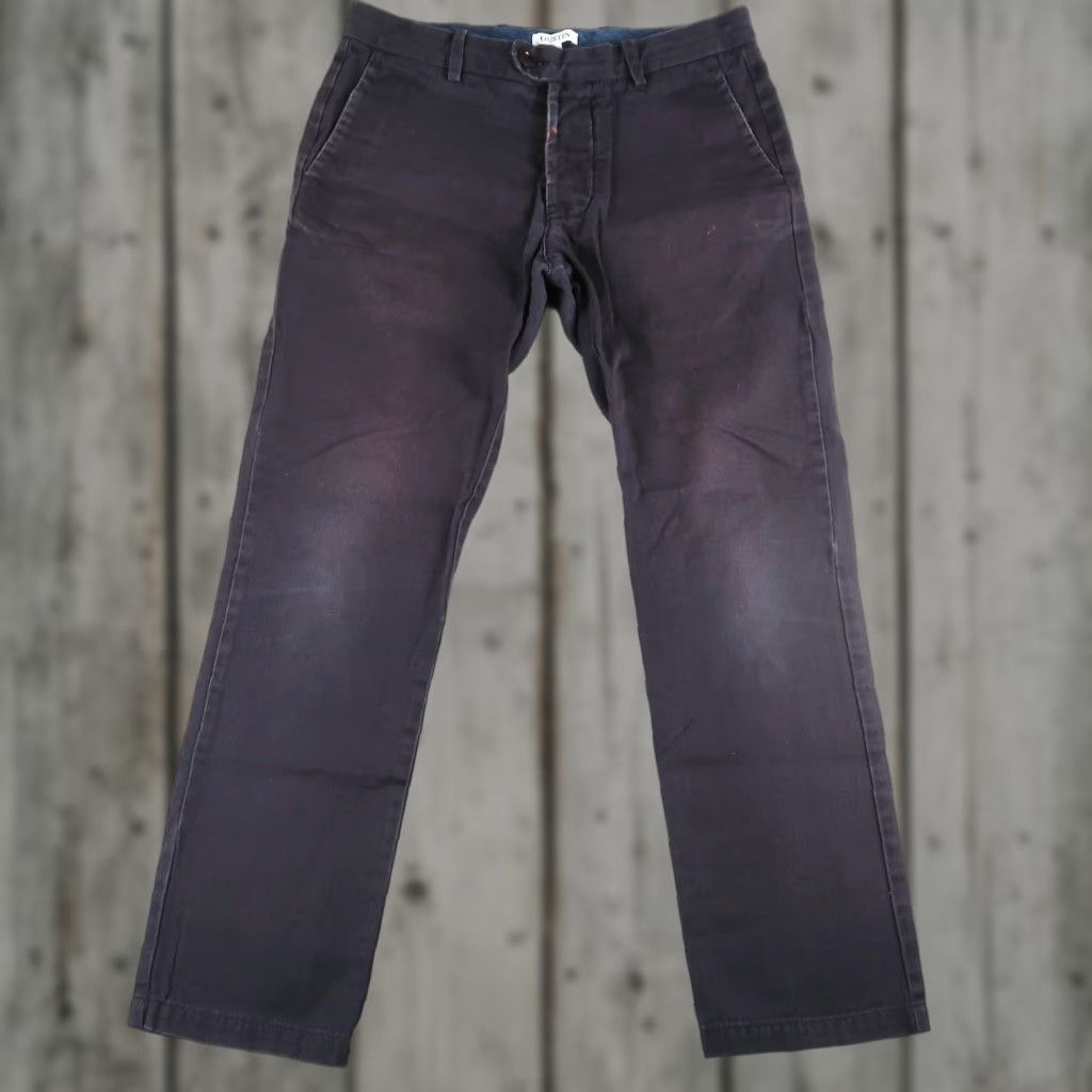 Gustin Gustin Pants Men 33 Blue Twill Slim Button Fly Chino, Straight Rise, Flat Front, Preppy Casual Vintage No, 32x29 Inseam? Size US 33 - 1 Thumbnail