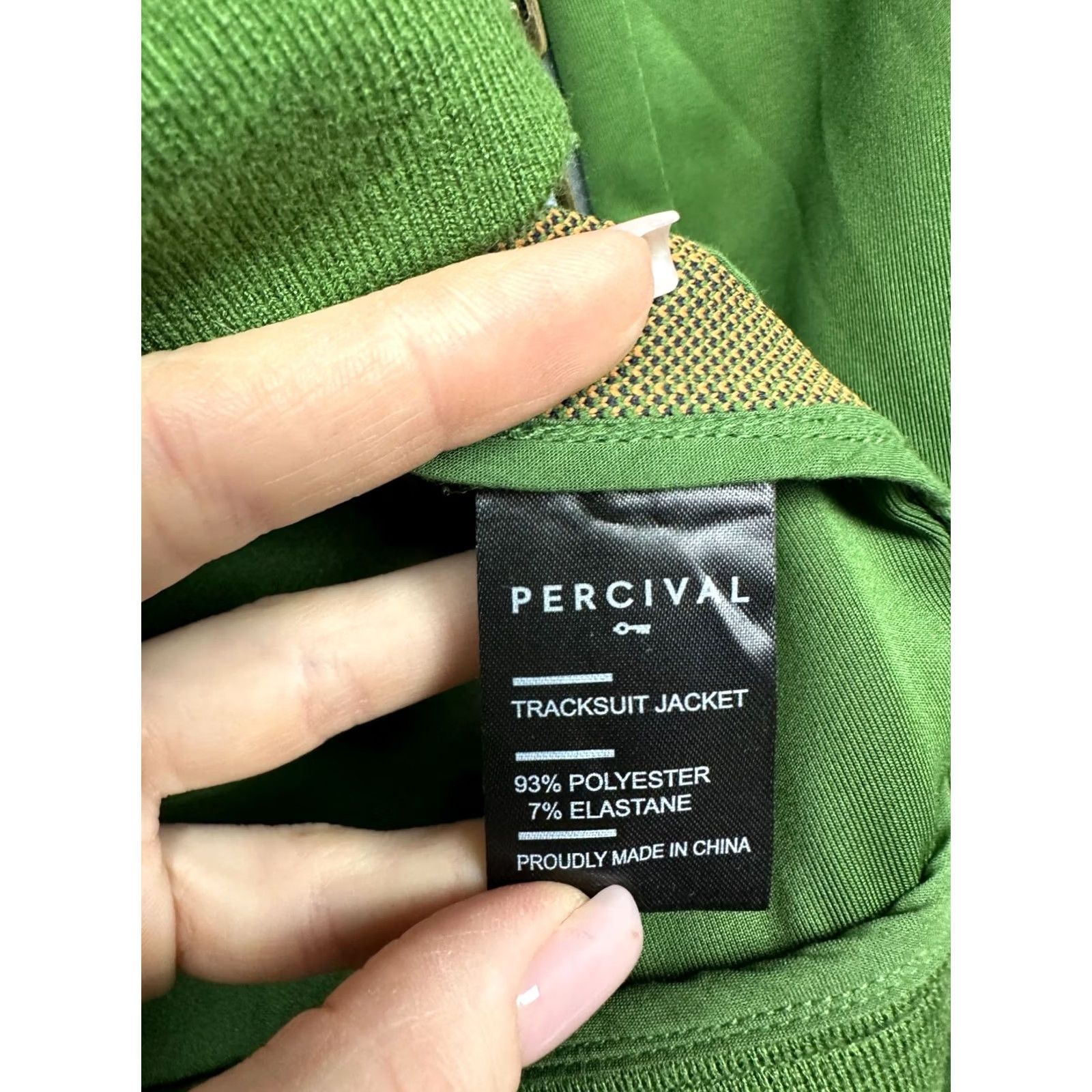 Percival Percival Mens Track Top Tracksuit Jacket Size M Green Solid Activewear Tracksuit Men M Size 40R - 5 Thumbnail