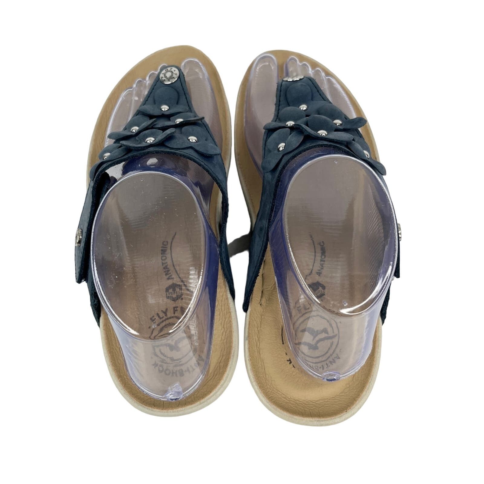 Other FLY FLOT Blue Suede Flower Sandals Flip Flops 39 1.75" Heel Size US 7.5 / IT 37.5 - 11 Thumbnail