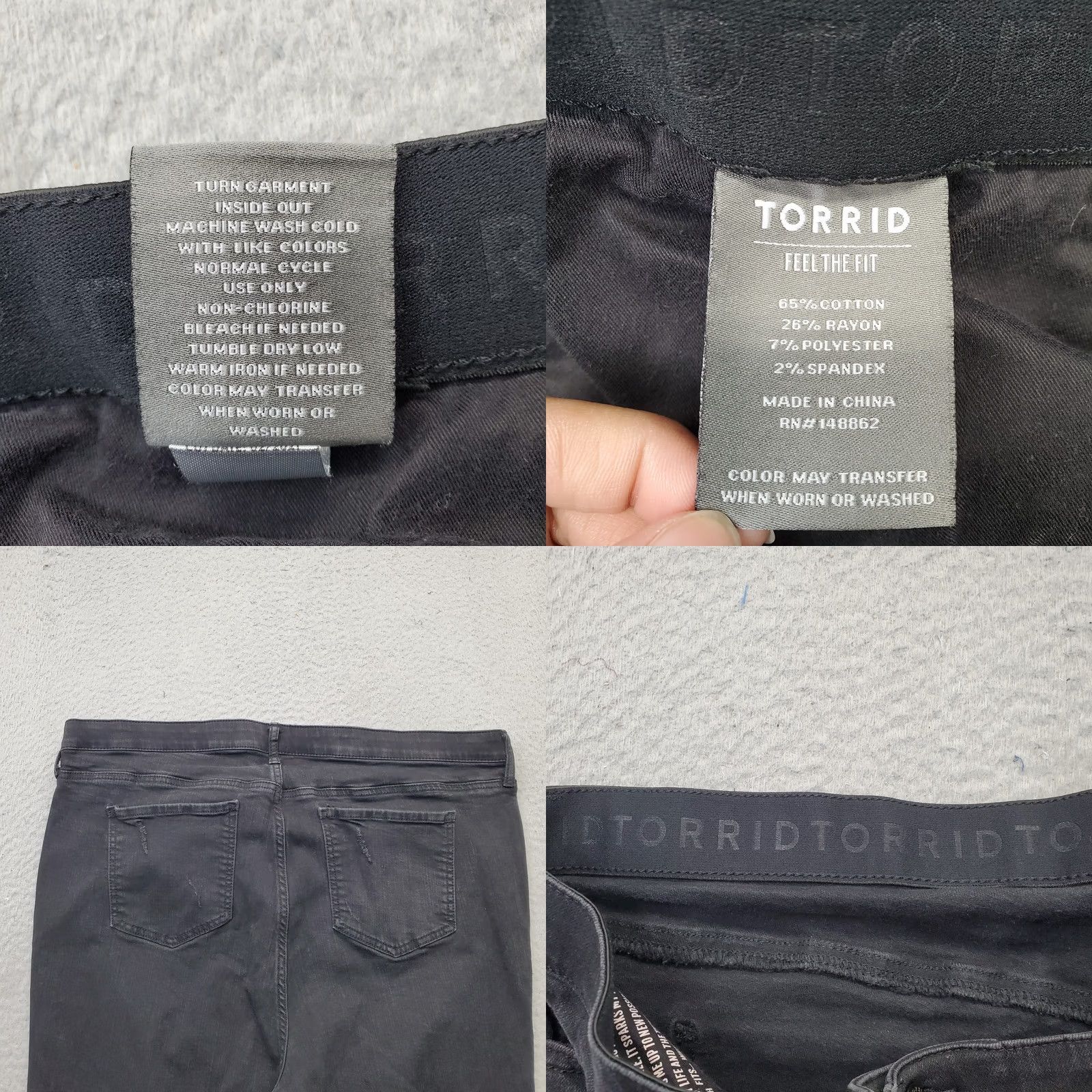 Torrid Torrid Womens Size 22T Black Denim Sky High Skinny Jeans Distressed Premium Stretch Size 40" / US 18 - 8 Thumbnail