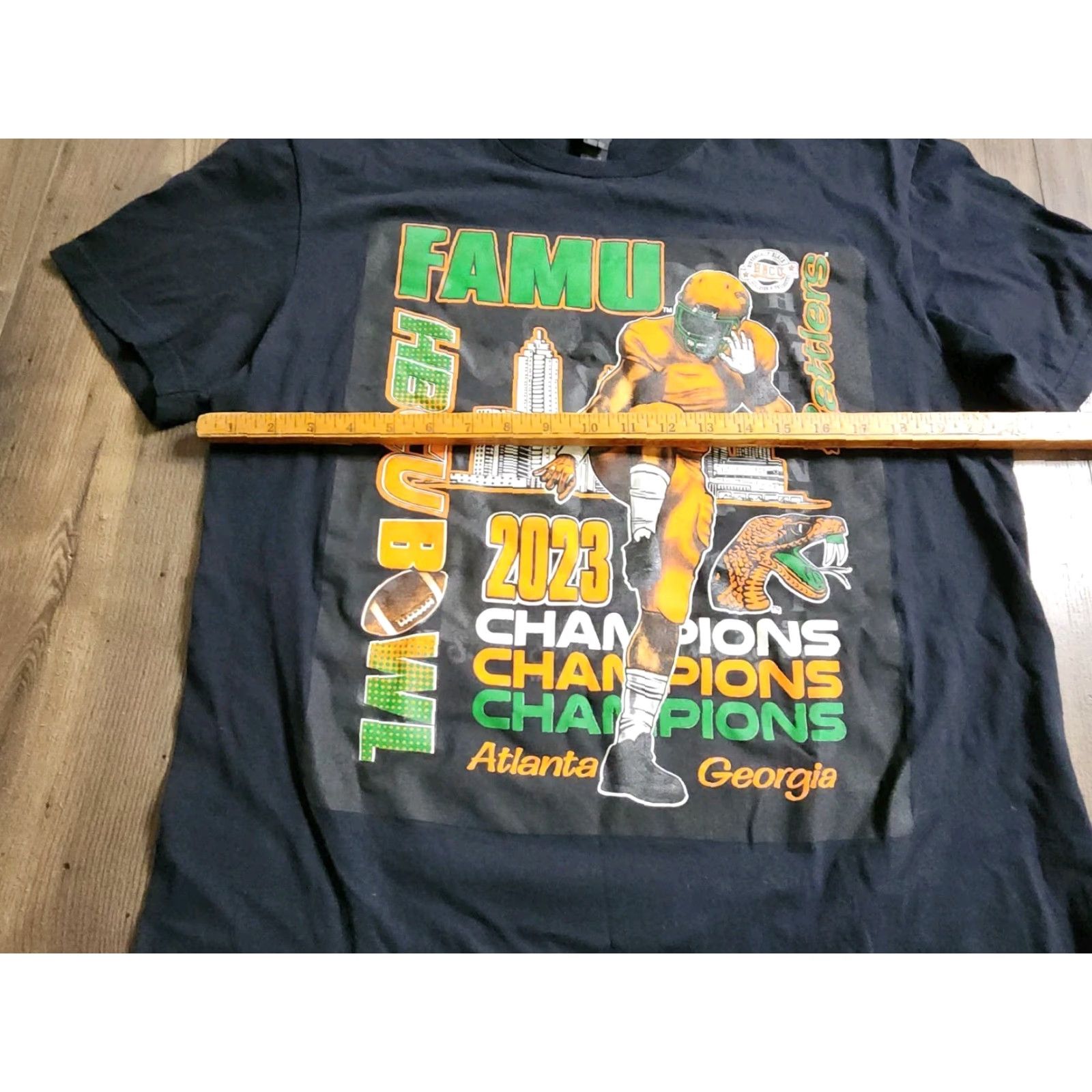 Gildan Mens L Florida A&M FAMU 2023 HBCU Bowl Football T Shirt Double Sided Black Cotton Gildan Unisex Adults Short Sleeve Crew Neck 2023 College Mens Size US L / EU 52-54 / 3 - 3 Thumbnail