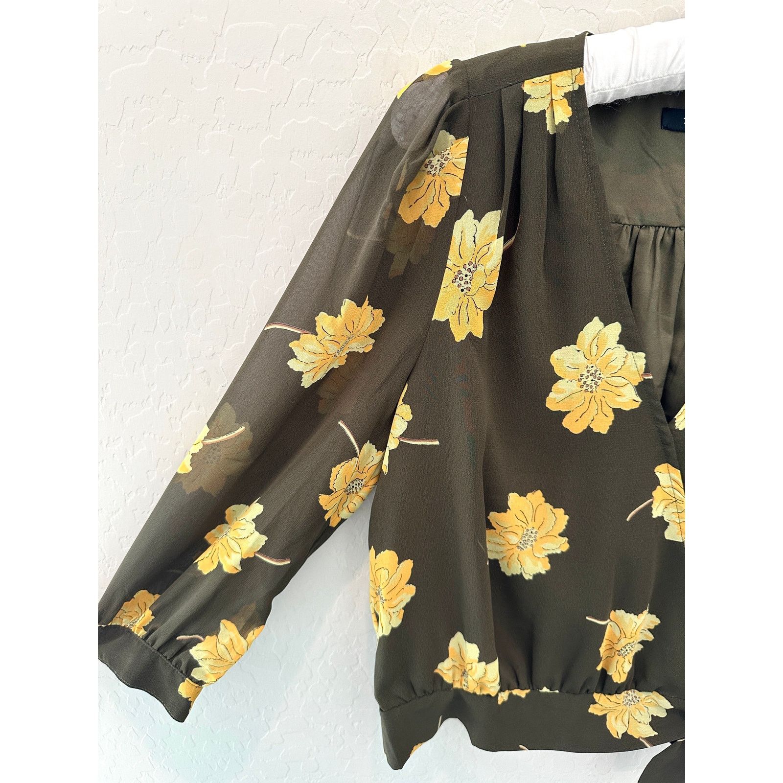 Madewell MADEWELL | Effie Green Floral Chiffon Wrap Blouse | Small Size S / US 4 / IT 40 - 2 Thumbnail