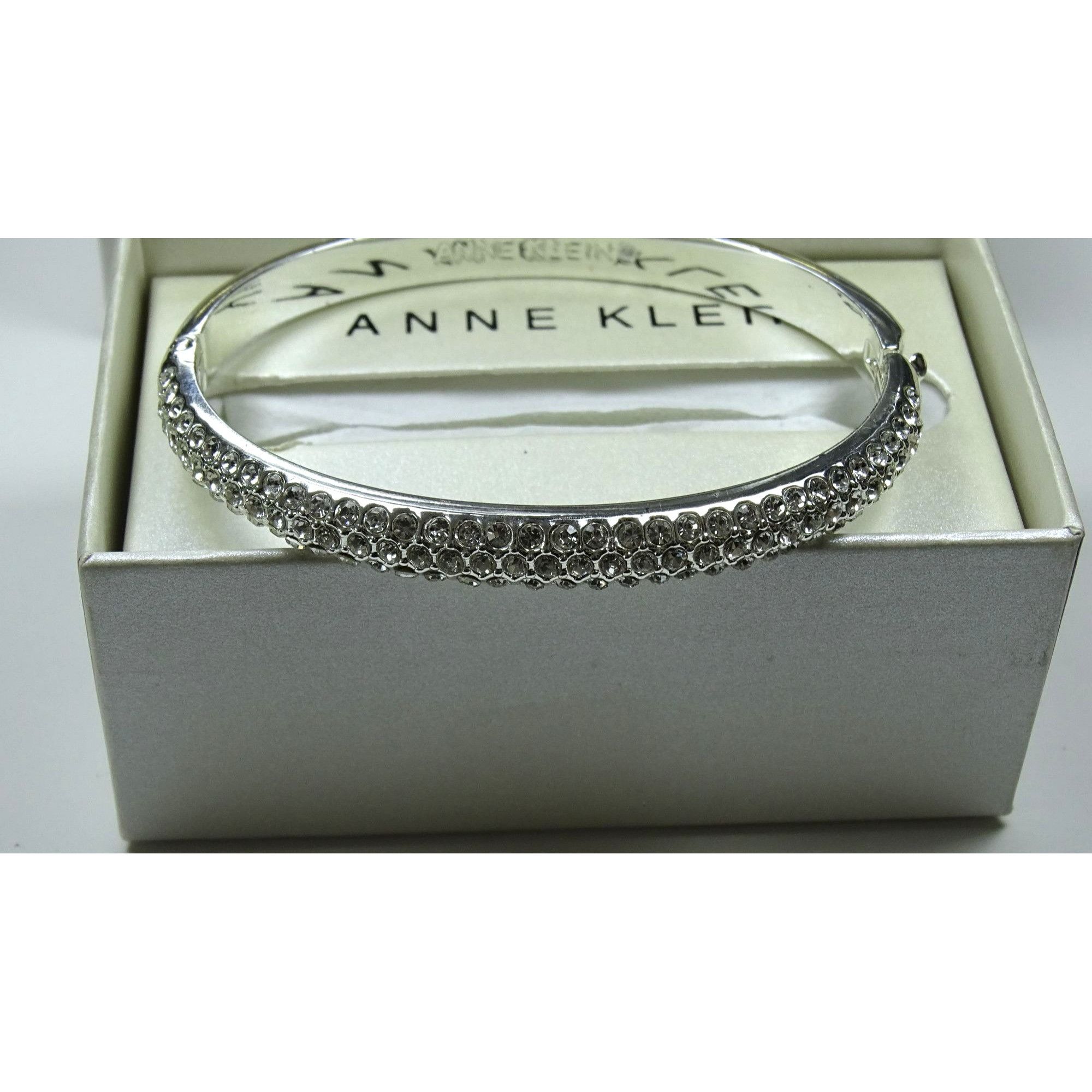 Anne Klein Anne Klein Silver-Tone Crystal Bangle Bracelet With Gift Box Size ONE SIZE - 5 Thumbnail
