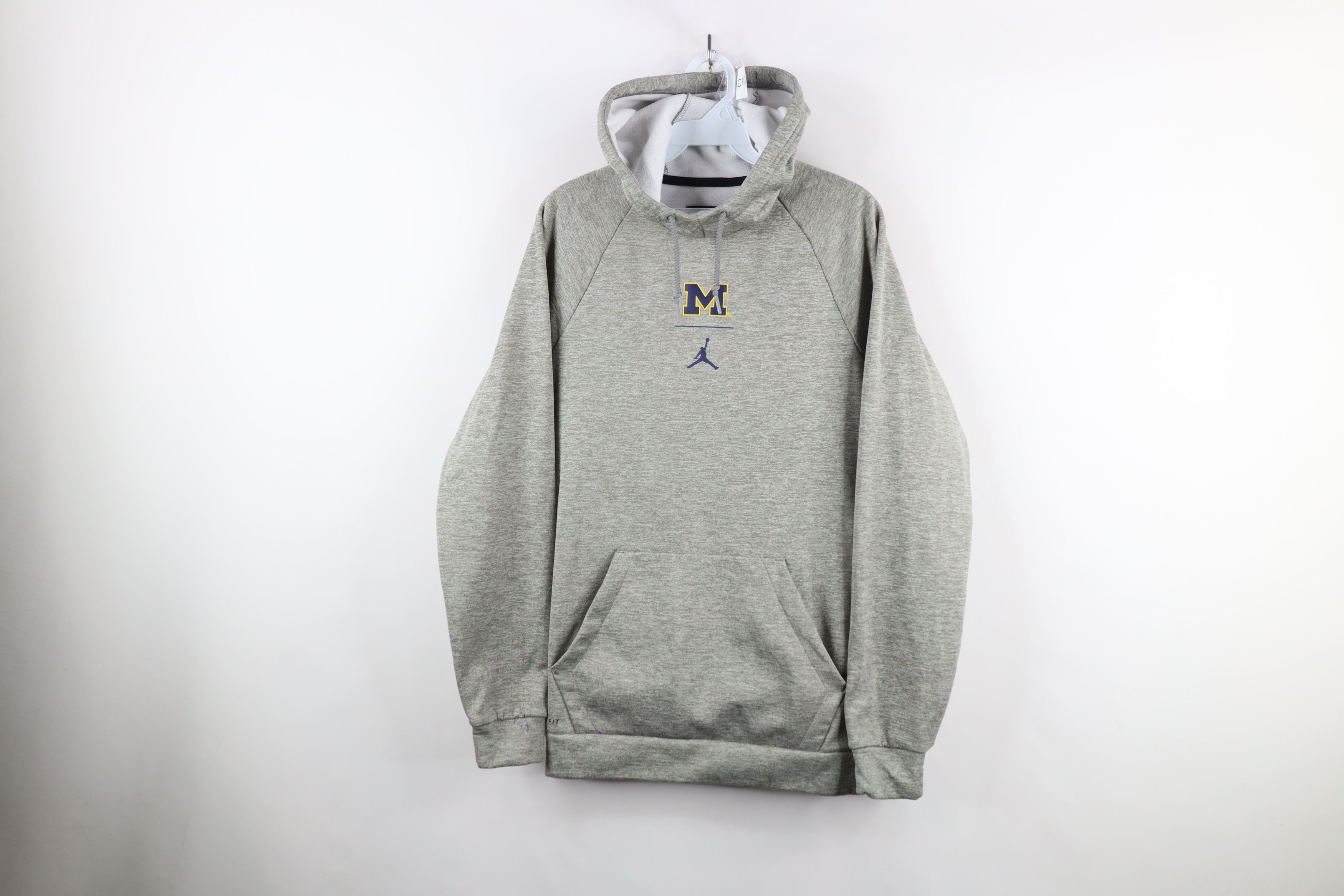 Nike × Vintage Nike Air Jordan of Michigan Jumpman Football Hoodie Gray Size US S / EU 44-46 / 1 - 1 Thumbnail