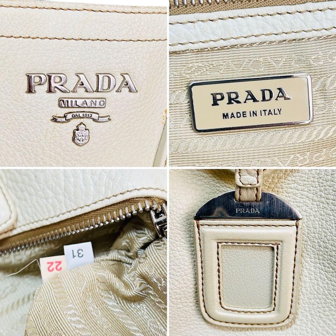 Prada Prada - Shoulder Bag Handbag White Nappa Leather Gold Size ONE SIZE - 11 Thumbnail