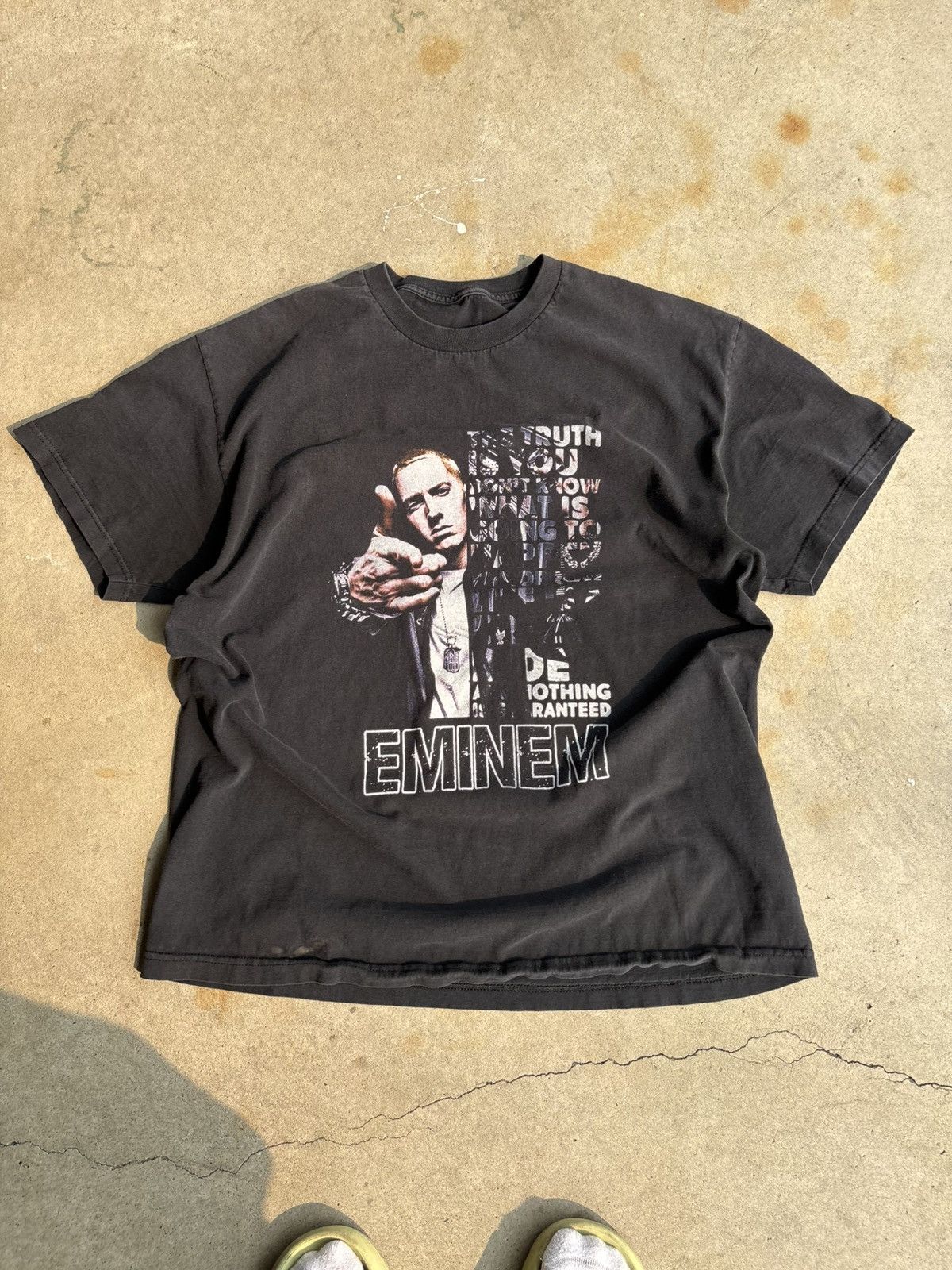 Eminem Crazy Vintage Early 2000s Eminem Boxy Rap Faded Black Tee Size US XL / EU 56 / 4 - 1 Thumbnail