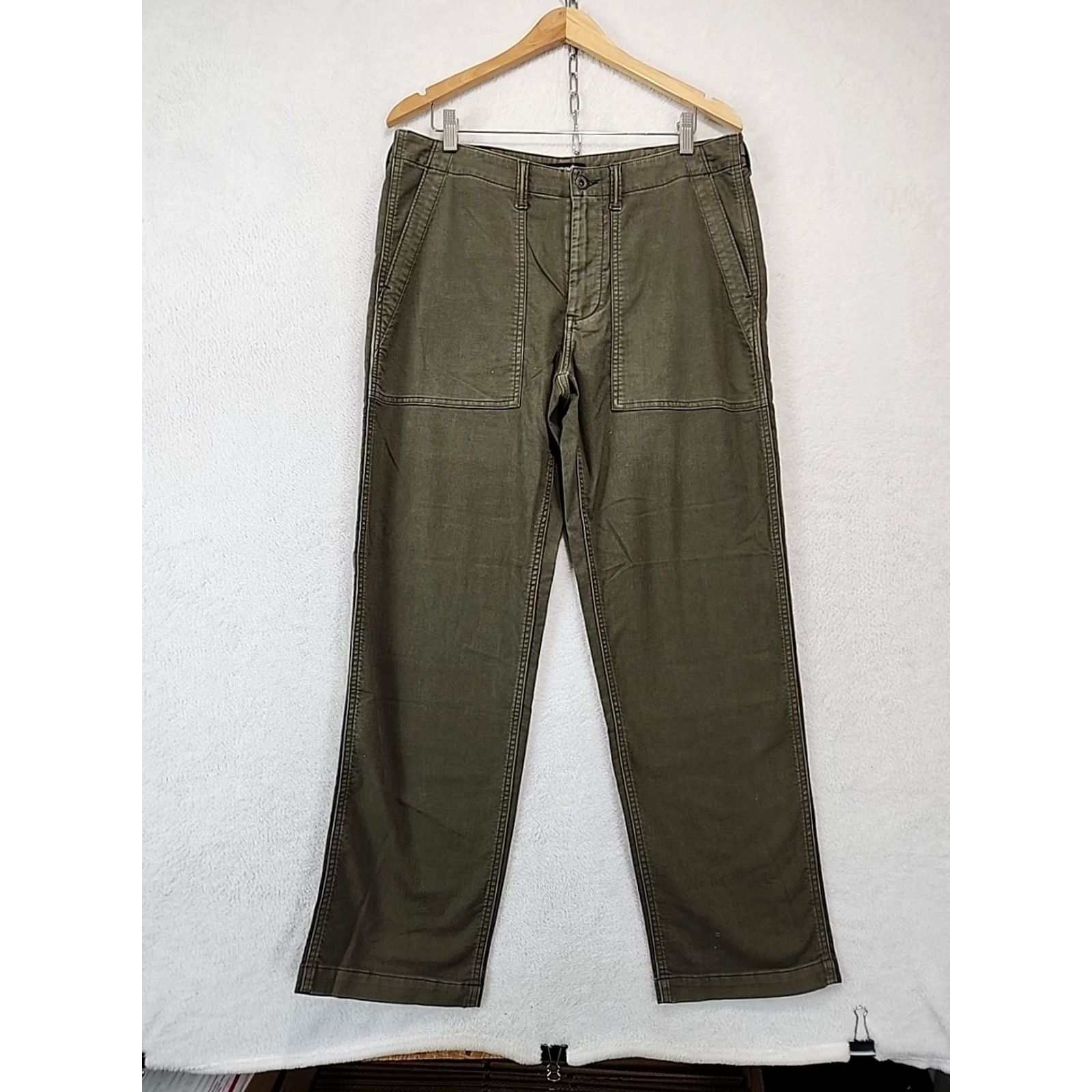 Lands' End Lands' End Men's 34 Adjustable Waist Olive Green Chino Outdoor Camp Pants Shirt? Size US 34 / EU 50 - 4 Thumbnail
