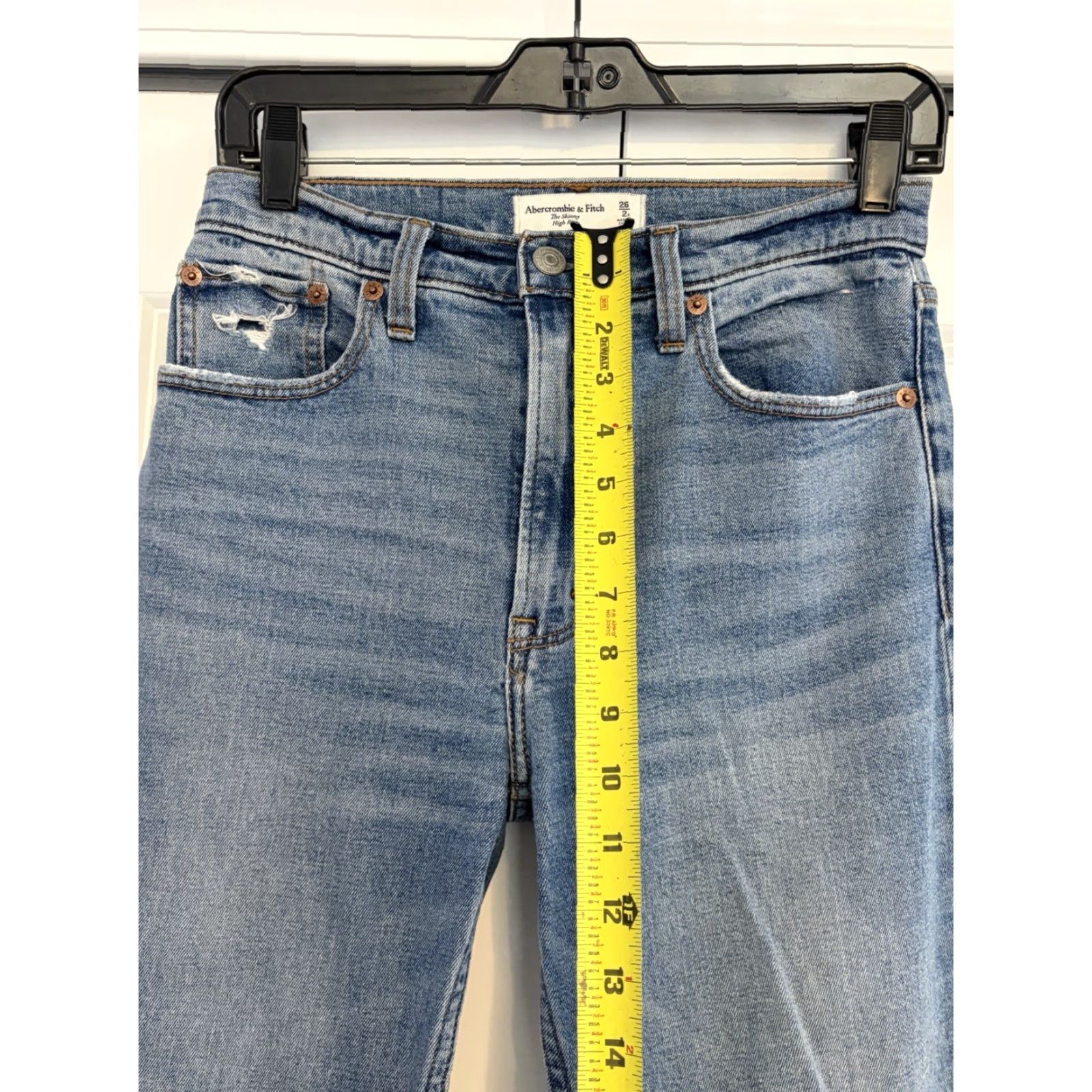 Abercrombie & Fitch VINTAGE Abercrombie Fitch Womens High The Skinny High Rise Jeans 2R Regular Fit 5-Pocket Denim Blue Cotton Spandex Wash Medium Size 26" / US 2 / IT 38 - 4 Thumbnail