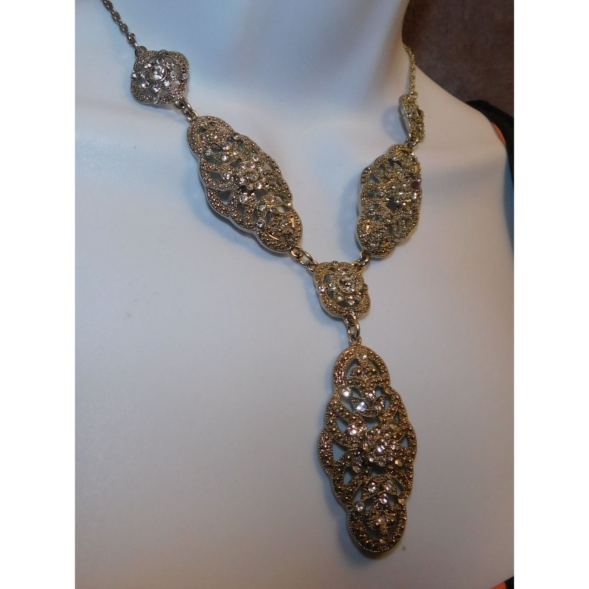 Other Silver Rhinestone Bridal Y Drop Necklace Size ONE SIZE - 4 Thumbnail