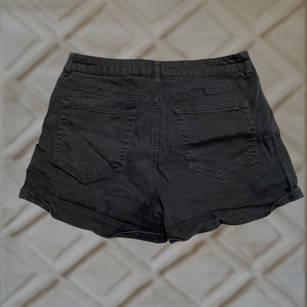 Vintage Refuge Black Cotton Blend 5-Pocket High Rise Shorts Women 10 Relaxed Fit Casual Everyday Mens? Size 32" / US 10 / IT 46 - 1 Thumbnail