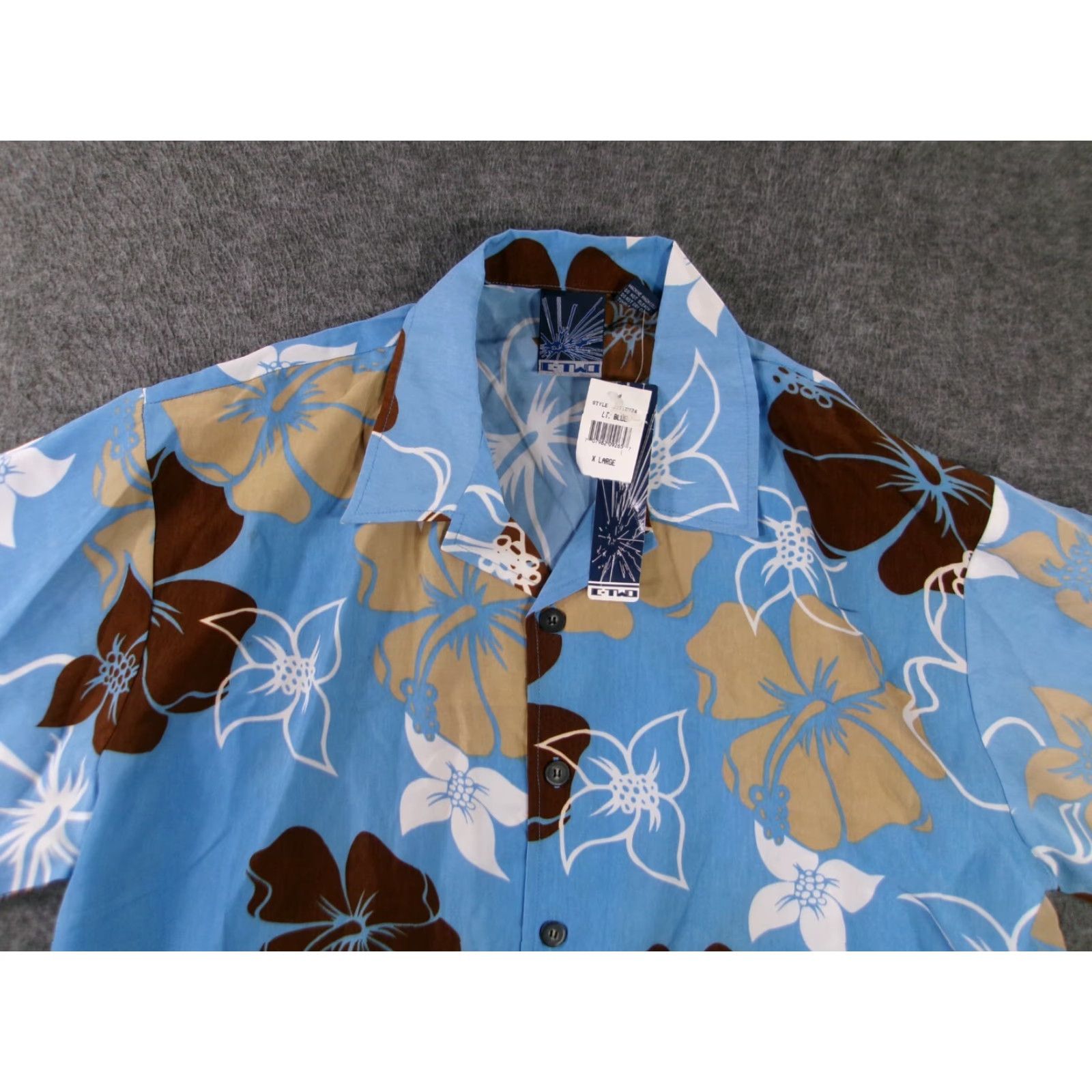 Vintage VINTAGE C Two Shirt Men XL Blue Floral 90s Hawaiian Tropical Button-Up Short Sleeve Casual Travel Workwear Mens Size US XL / EU 56 / 4 - 2 Thumbnail