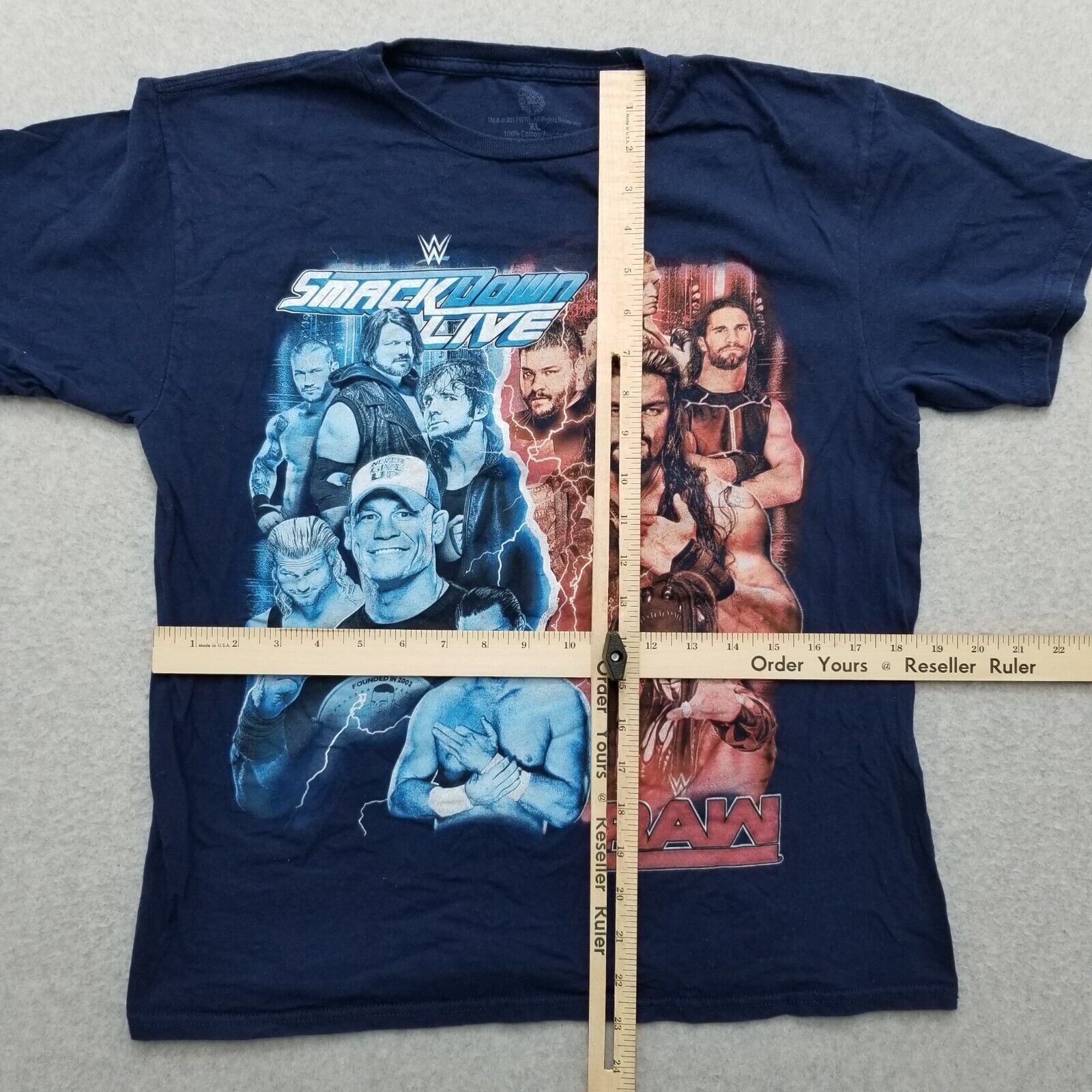 WWE WWE Shirt Boys XL Blue SmackDown Live Raw Short Sleeve Size US XL / EU 56 / 4 - 4 Thumbnail