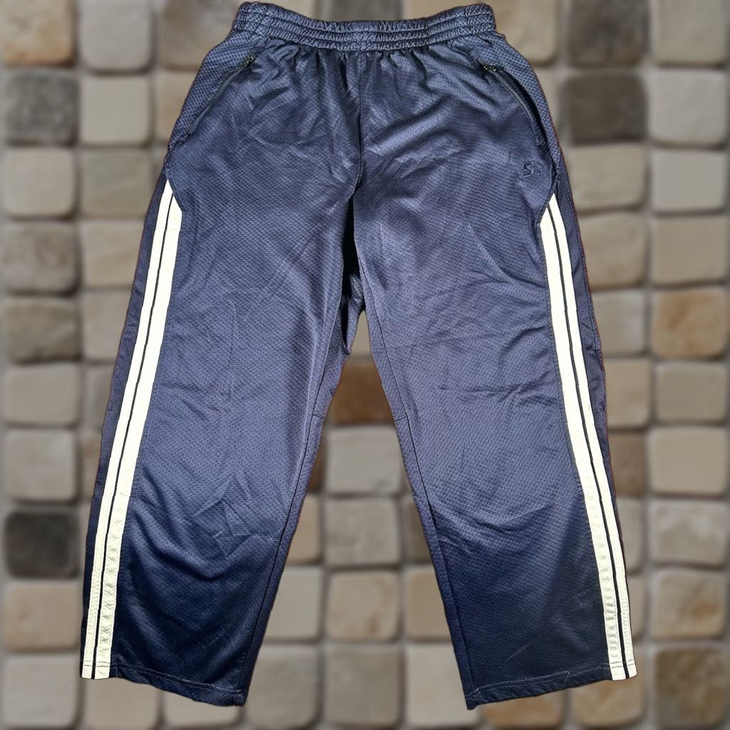 VINTAGE Starter Wide-Leg Sweatpants Blue Med 32-34 Basketball Mens Sweatpants 90s