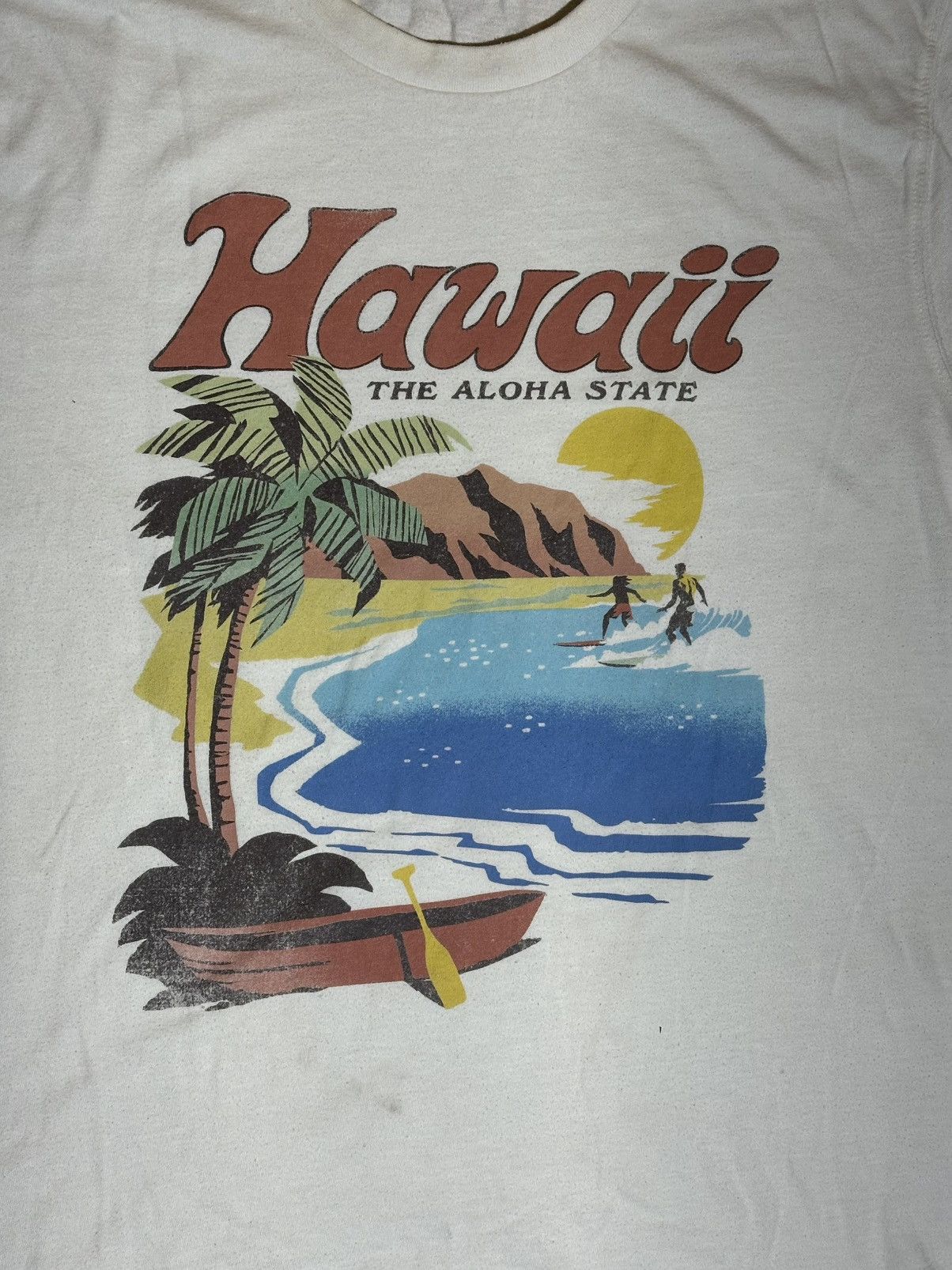 Old Navy Hawaii The Aloha State Graphic White T-Shirt Size US XL / EU 56 / 4 - 2 Thumbnail