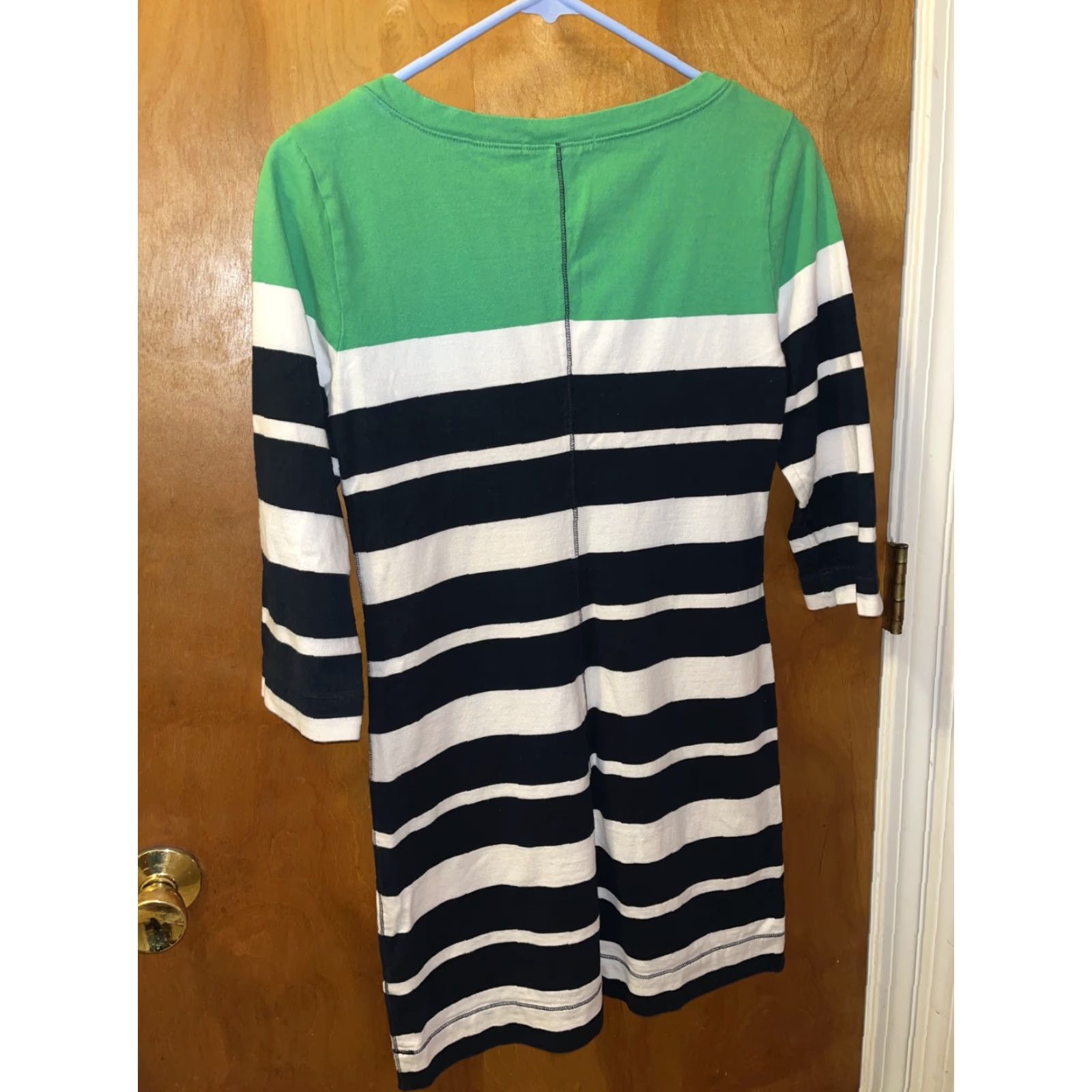 Banana Republic Vogue Banana Republic Dress Womens Small Green Navy White Striped Knee Length Casual Sleeves Size S / US 4 / IT 40 - 3 Thumbnail