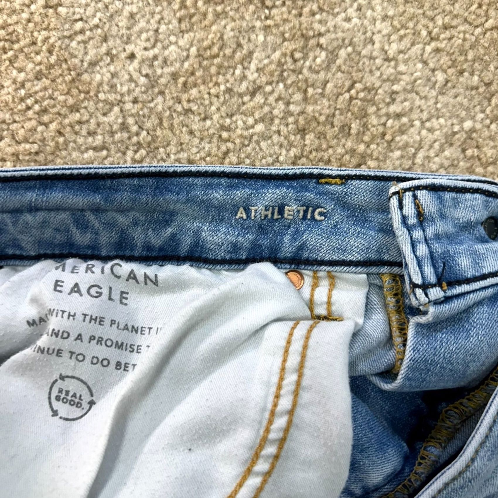 American Eagle Outfitters American Eagle Athletic Straight Jeans Men's 32x34 Denim Stretch 5-Pocket Blue 90s Hipster Mens Size US 32 / EU 48 - 5 Thumbnail