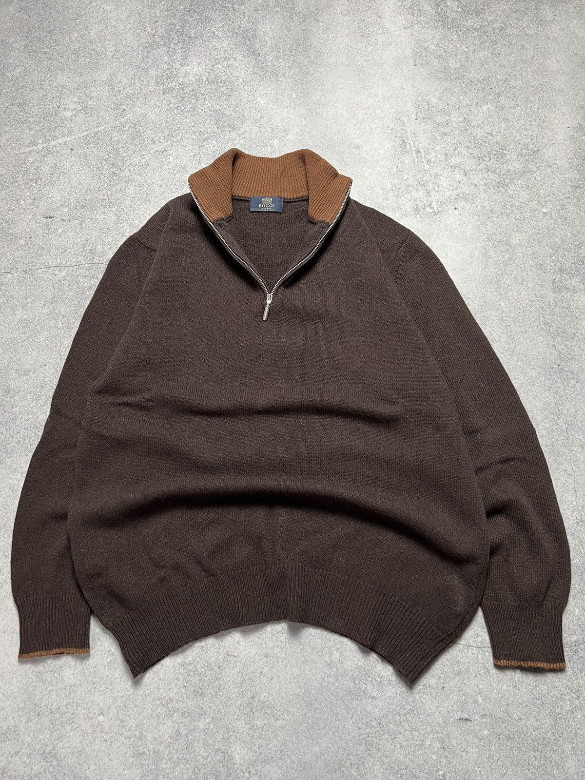 Boggi Vintage Boggi Faded 1/4 Zip Old Money Wool Knit Sweater Size US L / EU 52-54 / 3 - 5 Thumbnail