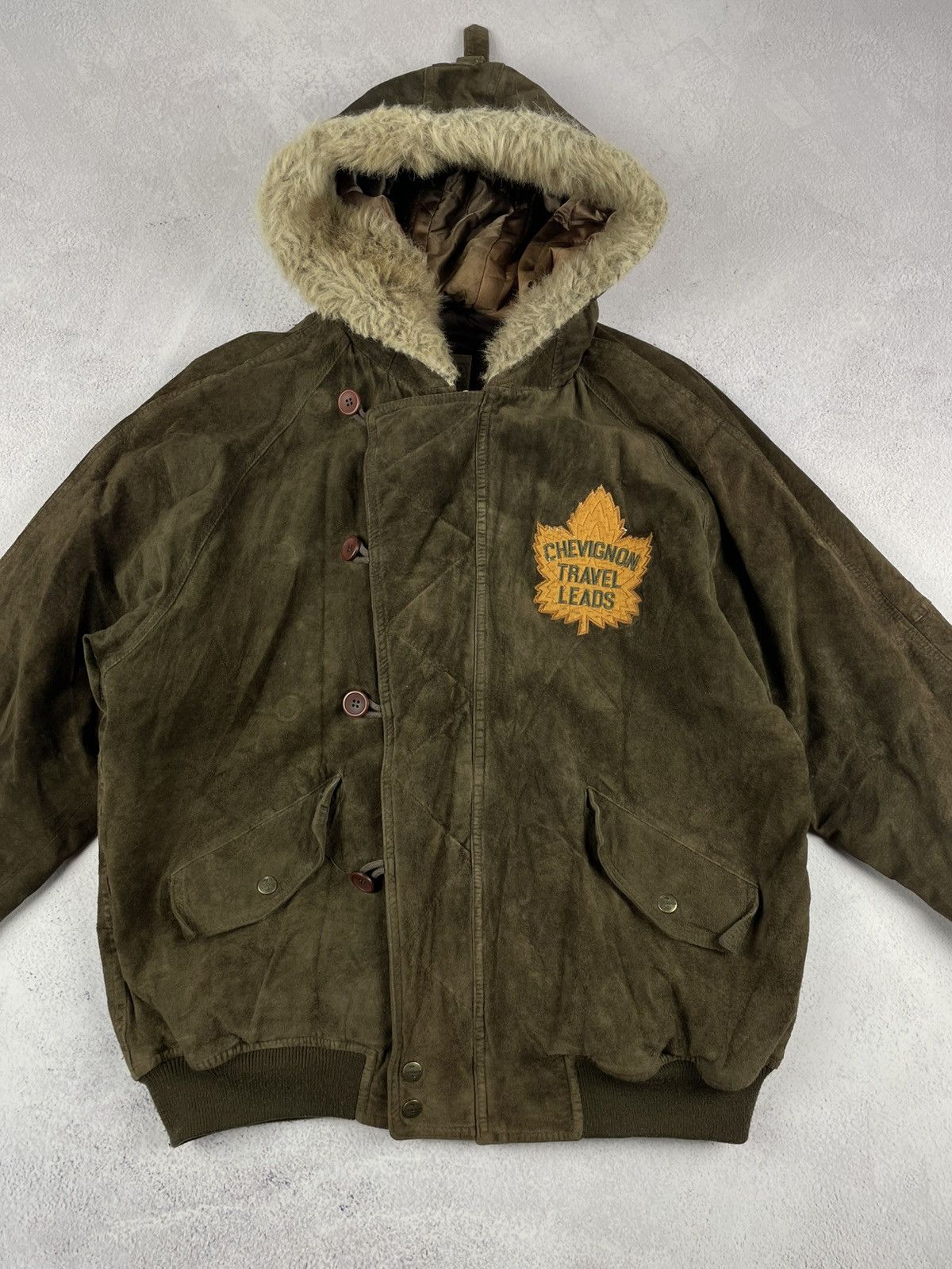 Chevignon × Vintage Chevignon Suede Bomber Jacket Clifford Office Ontario Canada Size US M / EU 48-50 / 2 - 2 Thumbnail