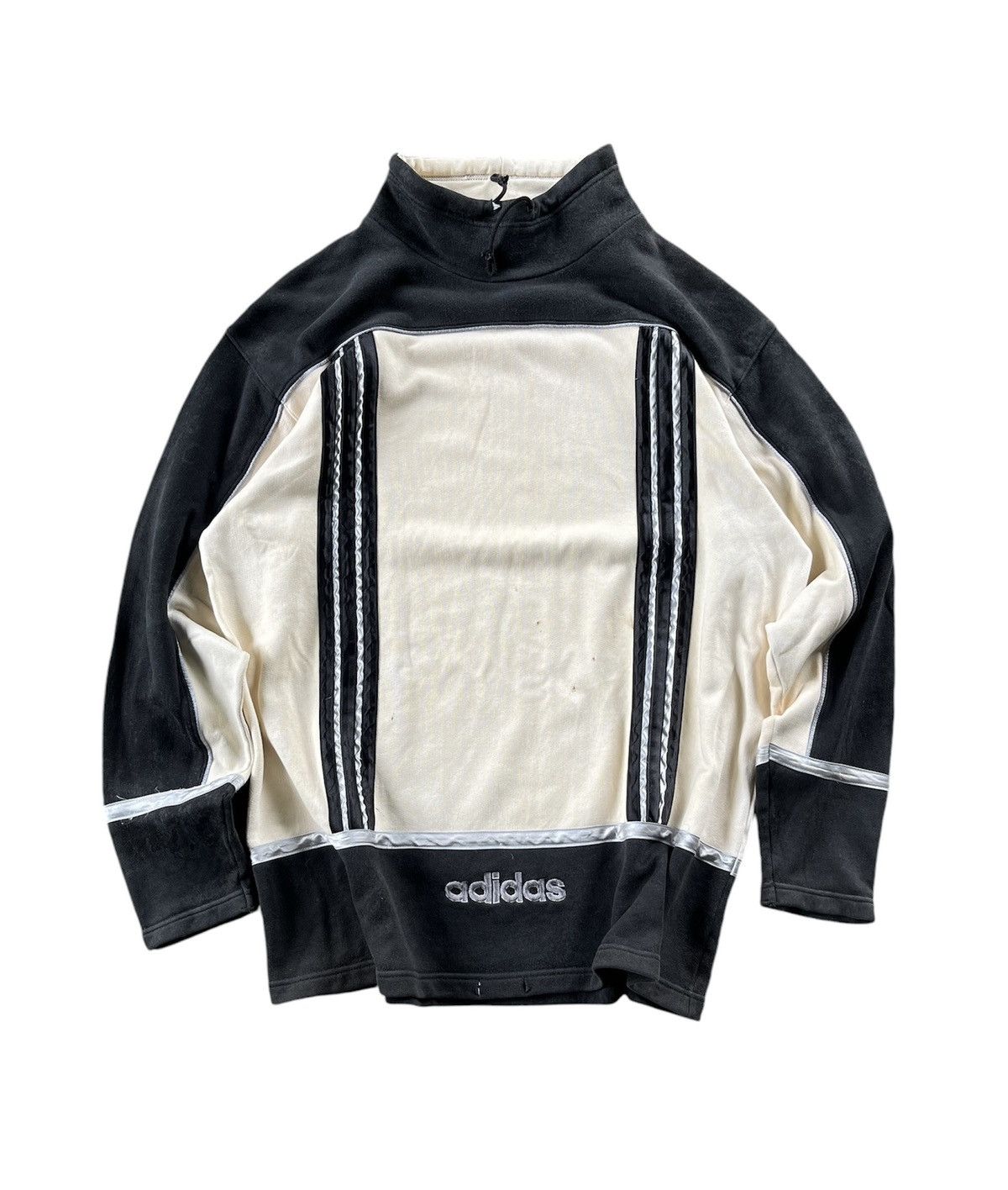 Adidas × Descente × Vintage Vintage Adidas Stripe Central Logo Sweetshirts 90s Japan Size US L / EU 52-54 / 3 - 1 Thumbnail