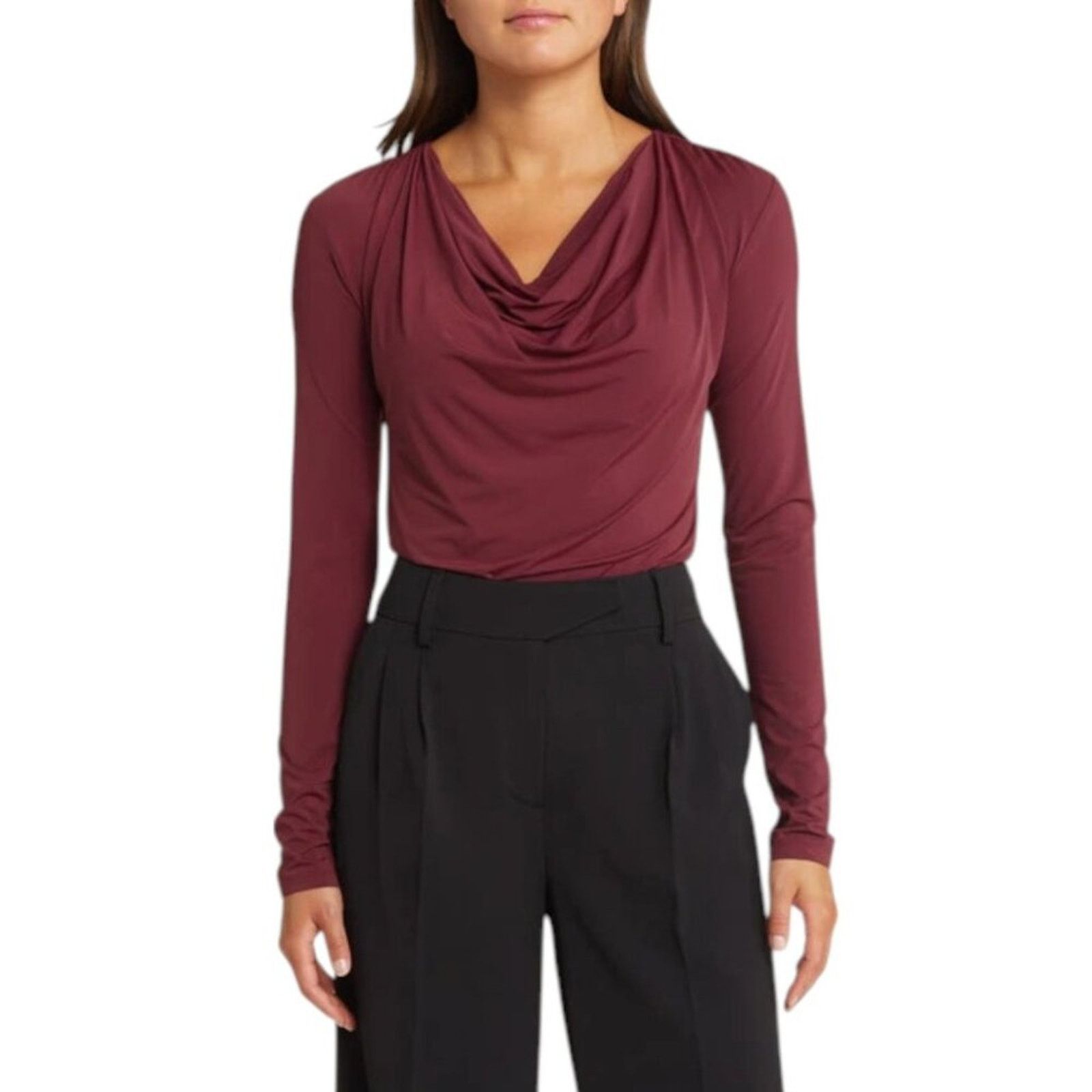 Other Open Edit Cowl Neck Long Sleeve Crop Top Small NWOT $49 MSRP Size S / US 4 / IT 40 - 1 Thumbnail