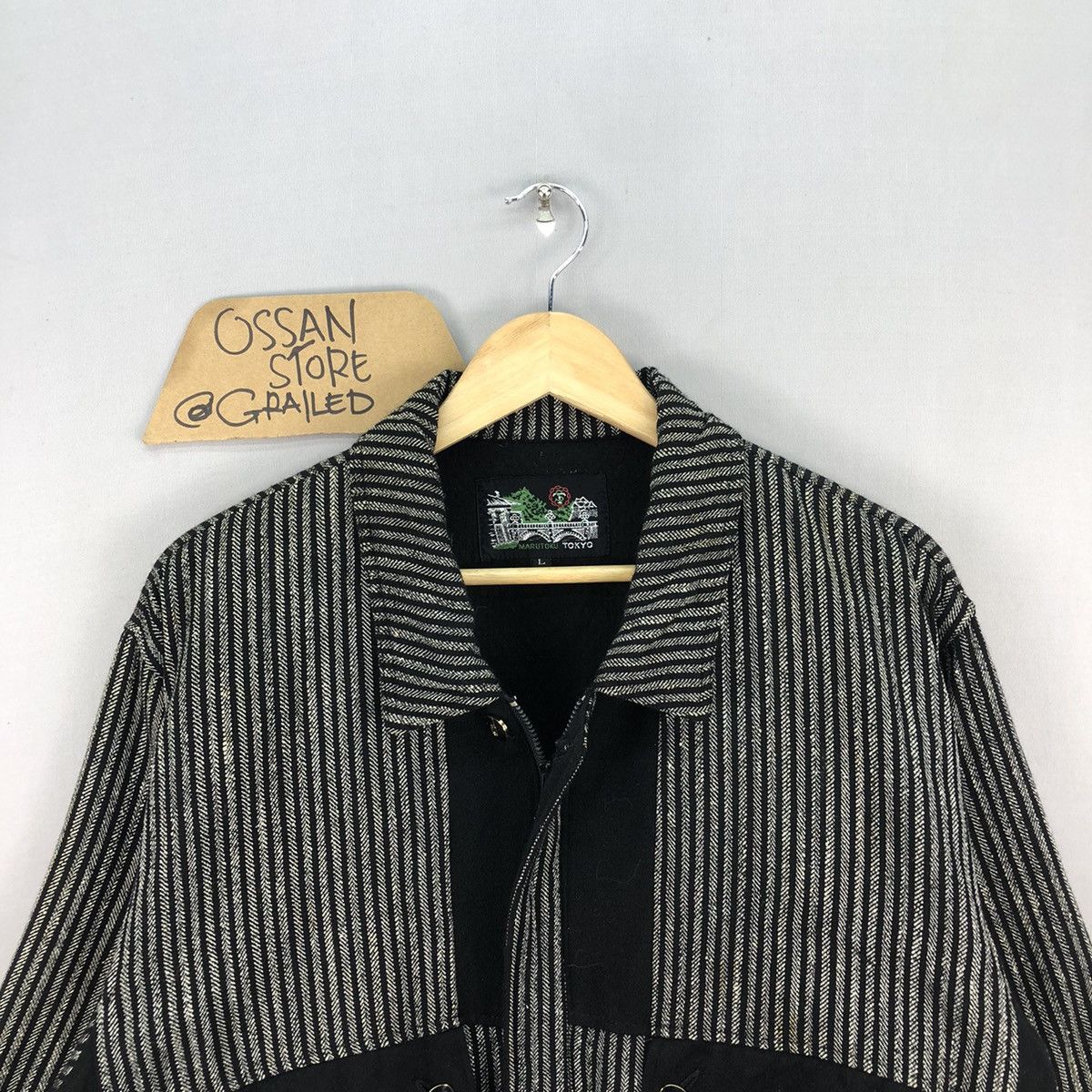Japanese Brand Vintage 90’s Japanese Brand Stripes Zipper Jacket Size US L / EU 52-54 / 3 - 4 Thumbnail