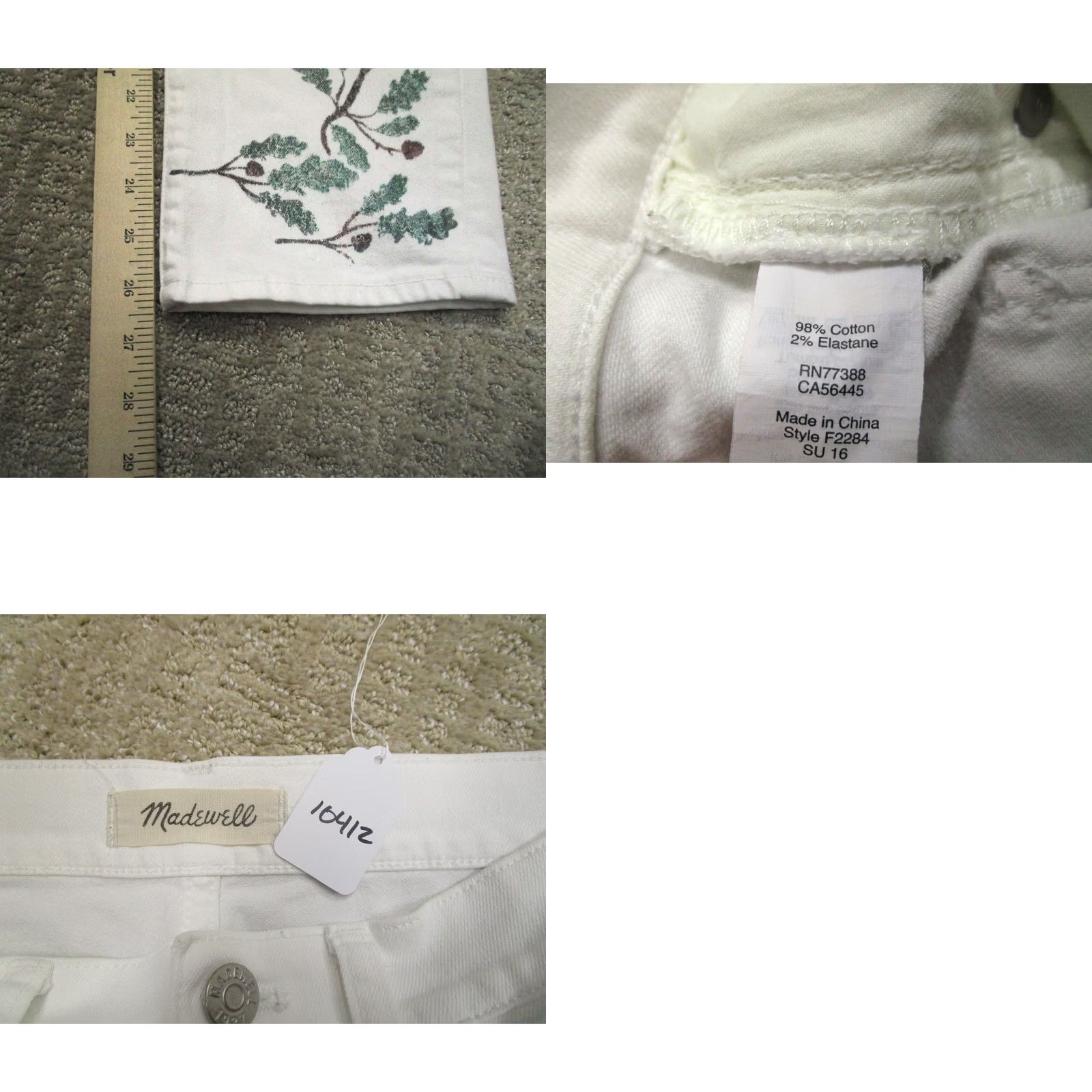 Madewell Madewell Jeans Women 28 White High Rise Straight Cropped Denim Art Logo 5-Pocket Regular Fit Jeans Women Size 28" / US 6 / IT 42 - 8 Thumbnail
