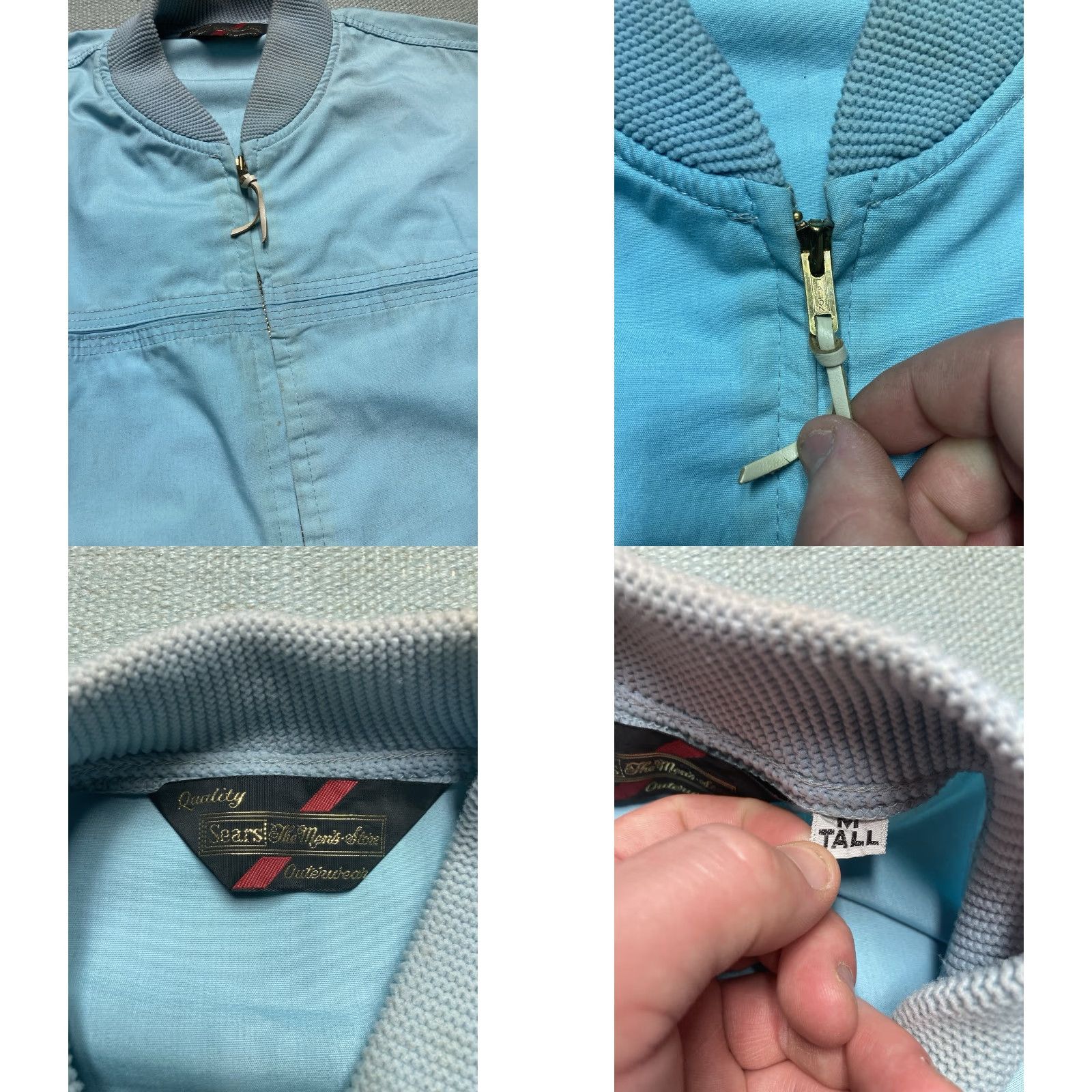Sears VINTAGE Sears Work Jacket Cotton Blend Bomber Zip Blue Medium Tall Men M Jacket Size US M / EU 48-50 / 2 - 8 Thumbnail