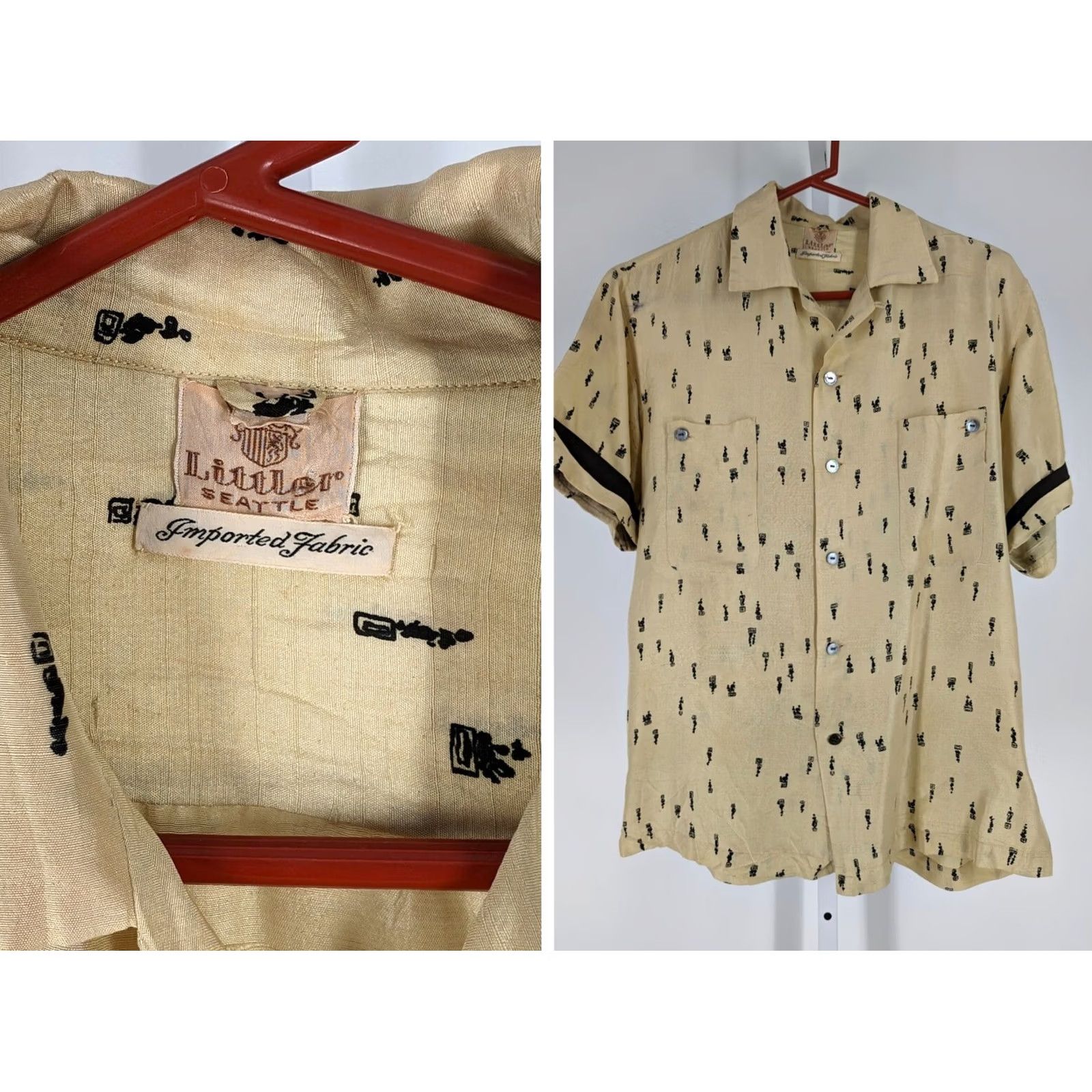 Atomic VINTAGE Littler Seattle Silk Rockabilly Shirt 1950s Loopneck Short Sleeve Yellow 42" Chest M Men/Womens? Size US M / EU 48-50 / 2 - 2 Thumbnail