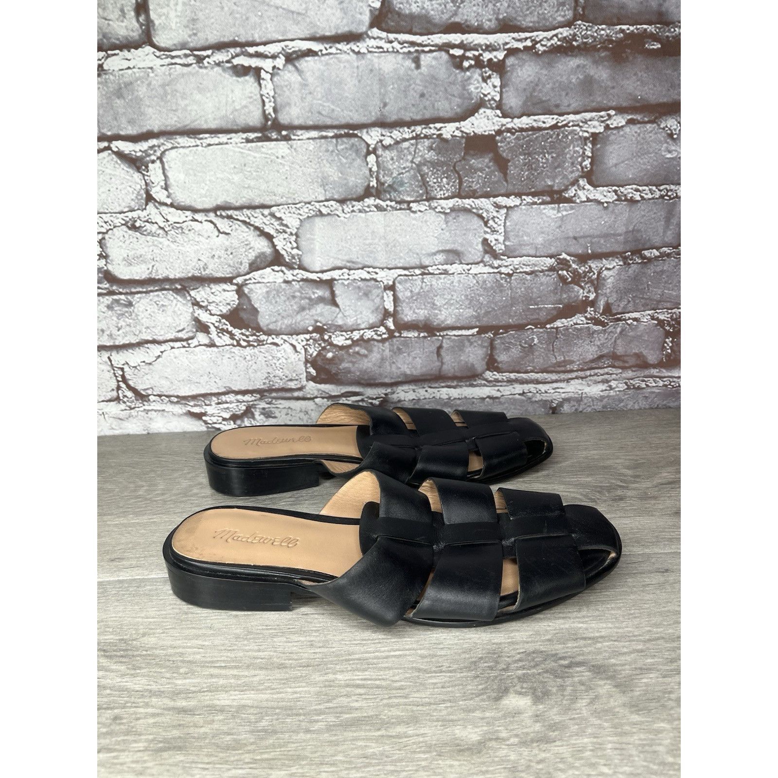 Madewell Madewell The Dixson Fisherman Black Leather Slide Mules Heel Size US 8.5 / IT 38.5 - 3 Thumbnail