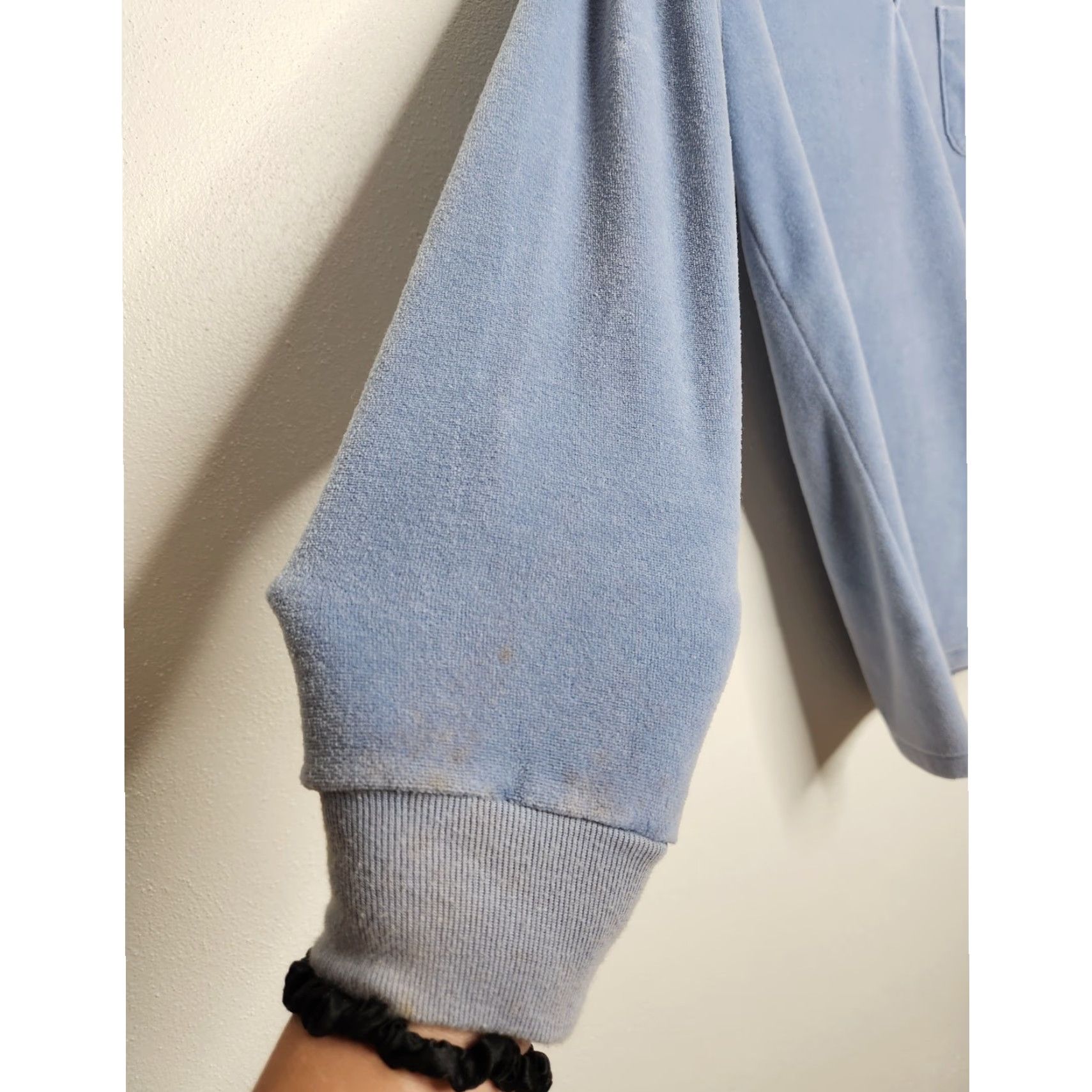 Wrangler VINTAGE Wrangler Crushed Velvet Velour Long Sleeve Henley Polo XL Blue Size US XL / EU 56 / 4 - 3 Thumbnail