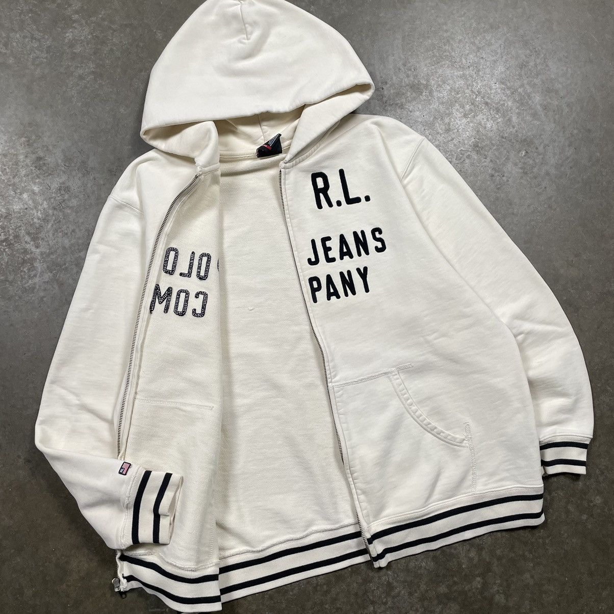 Polo Ralph Lauren × RRL Ralph Lauren × Vintage Vintage Y2K Polo Ralph Lauren Zip Up Hoodie Spellout Skater Size US L / EU 52-54 / 3 - 3 Thumbnail