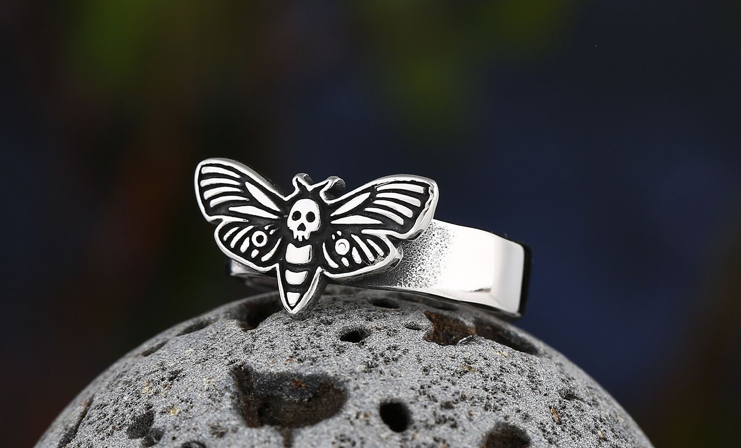 Handmade Creative Butterfly Skull Ring Size ONE SIZE - 3 Thumbnail