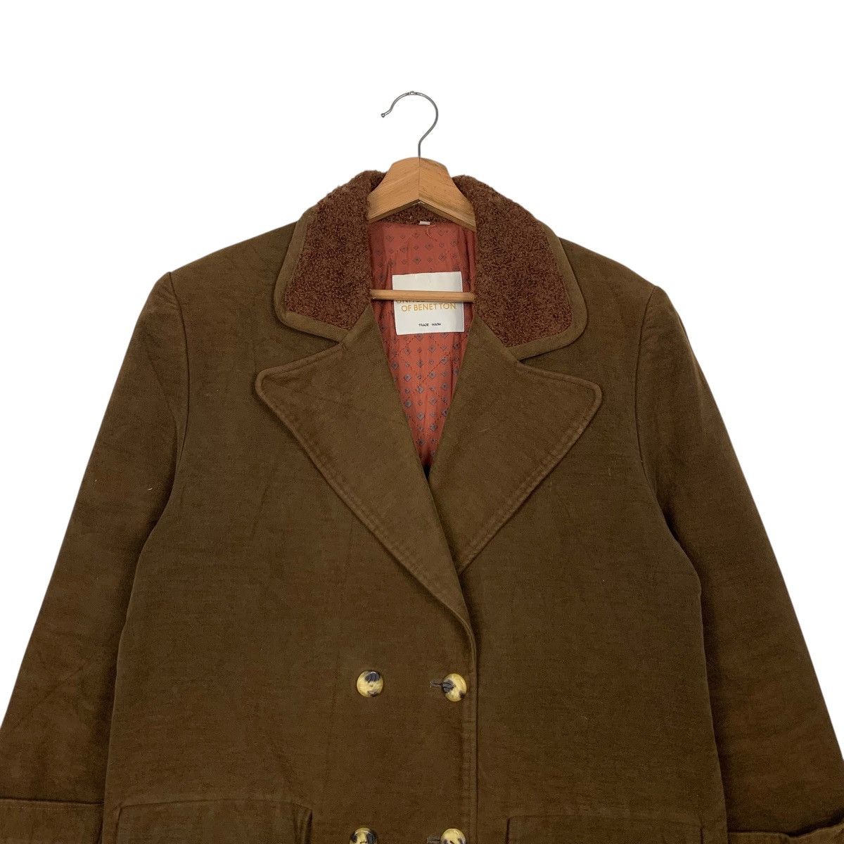 United Colors Of Benetton BENETTON Double Breasted Cotton Overcoat #2571-C116 Size M / US 6-8 / IT 42-44 - 2 Thumbnail