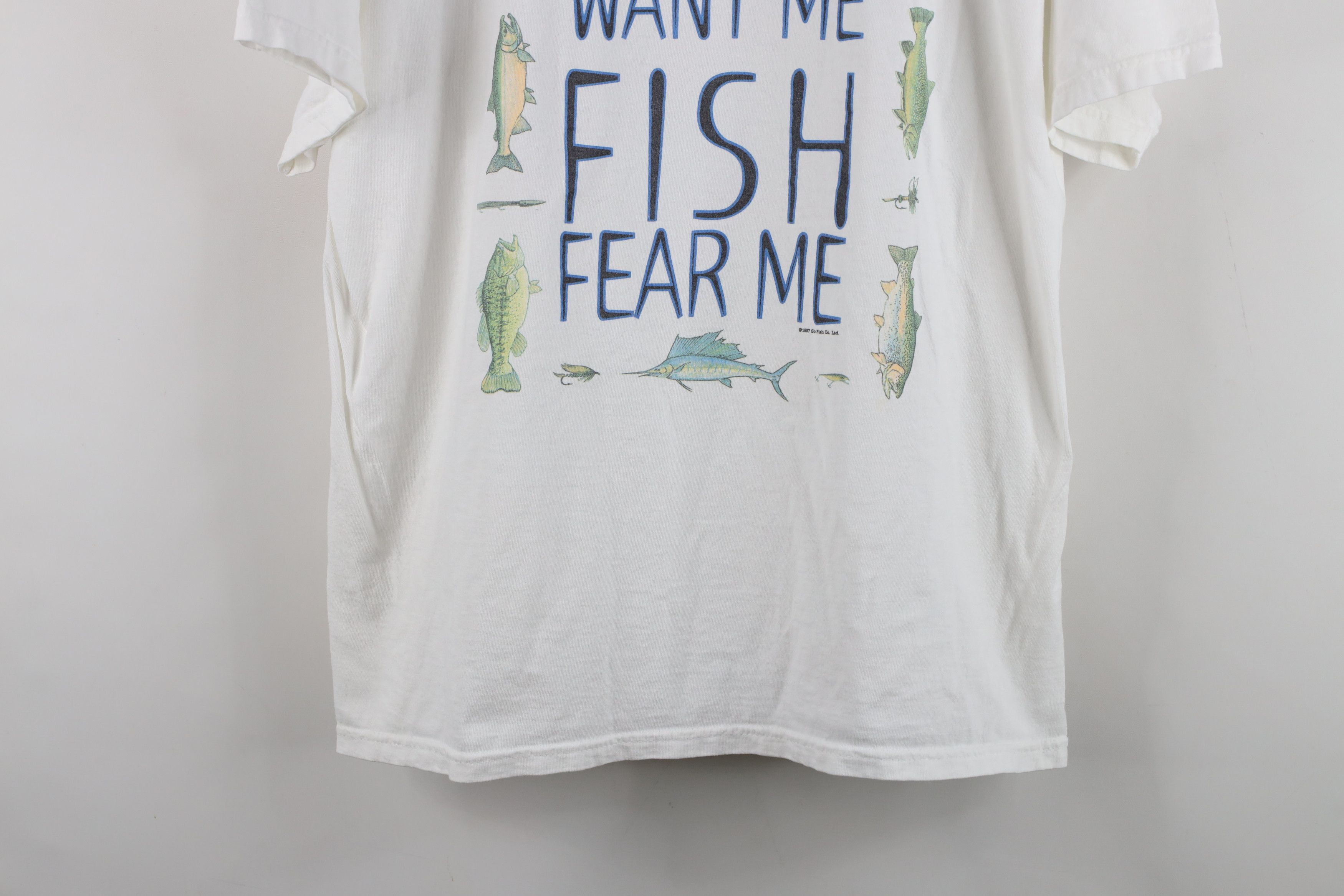 Vintage Vintage 90s Streetwear Women Want Me Fish Fear Me T-Shirt Size US XL / EU 56 / 4 - 3 Thumbnail