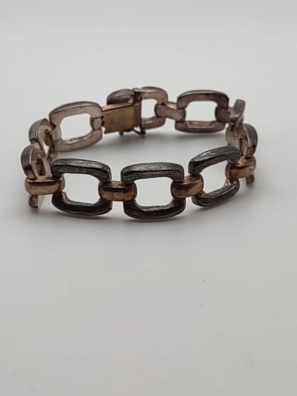 RAJ Sterling Silver Mixed Metal Link Bracelet Boho 21.7g
