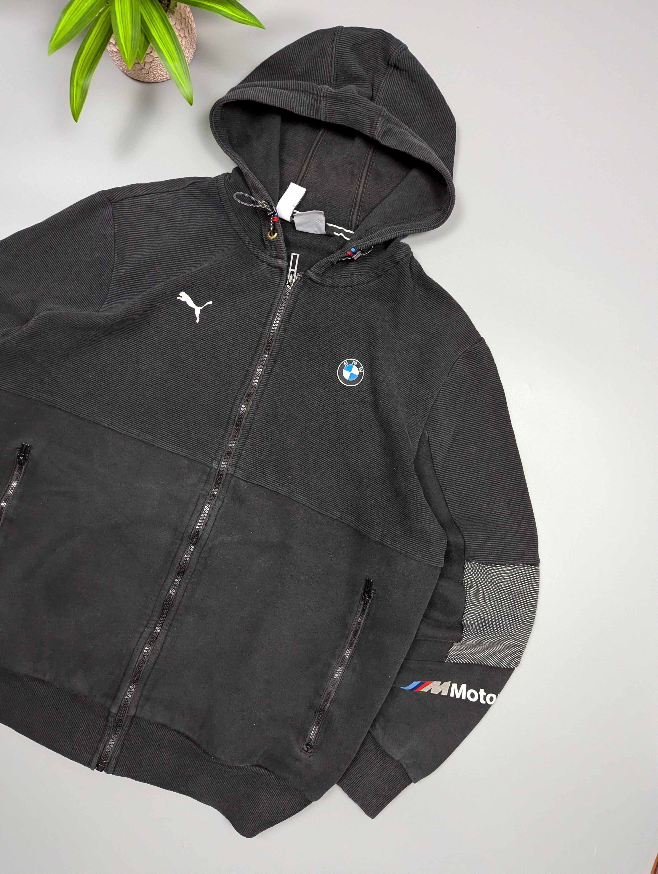 BMW × Puma Puma x BMW M Motorsport Distressed Black Hoodie Full Zip Size US L / EU 52-54 / 3 - 2 Thumbnail