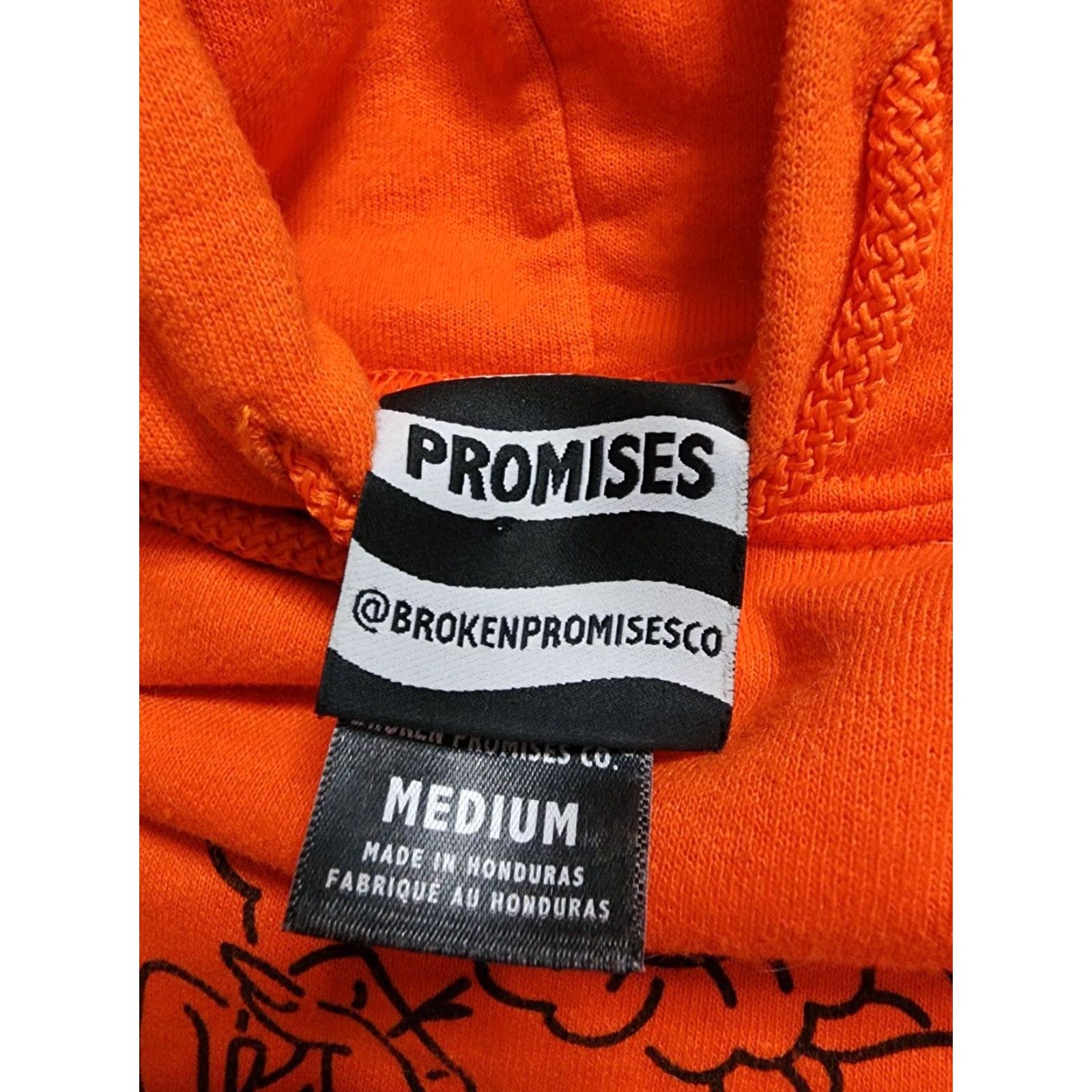 Broken Promises Co. Broken Promises Unisex Hoodie Medium Orange Pullover Graphic Print Cotton Blend Size US M / EU 48-50 / 2 - 4 Thumbnail