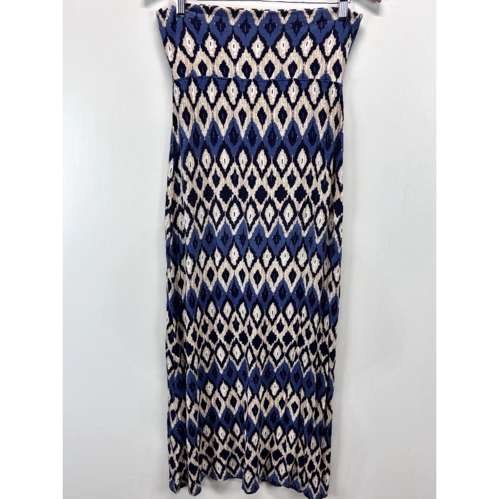 Vintage VINTAGE Max Studio Maxi Skirt Women’s Blue Geometric Boho Stretch Long S Regular Womens Size 28" / US 6 / IT 42 - 4 Thumbnail