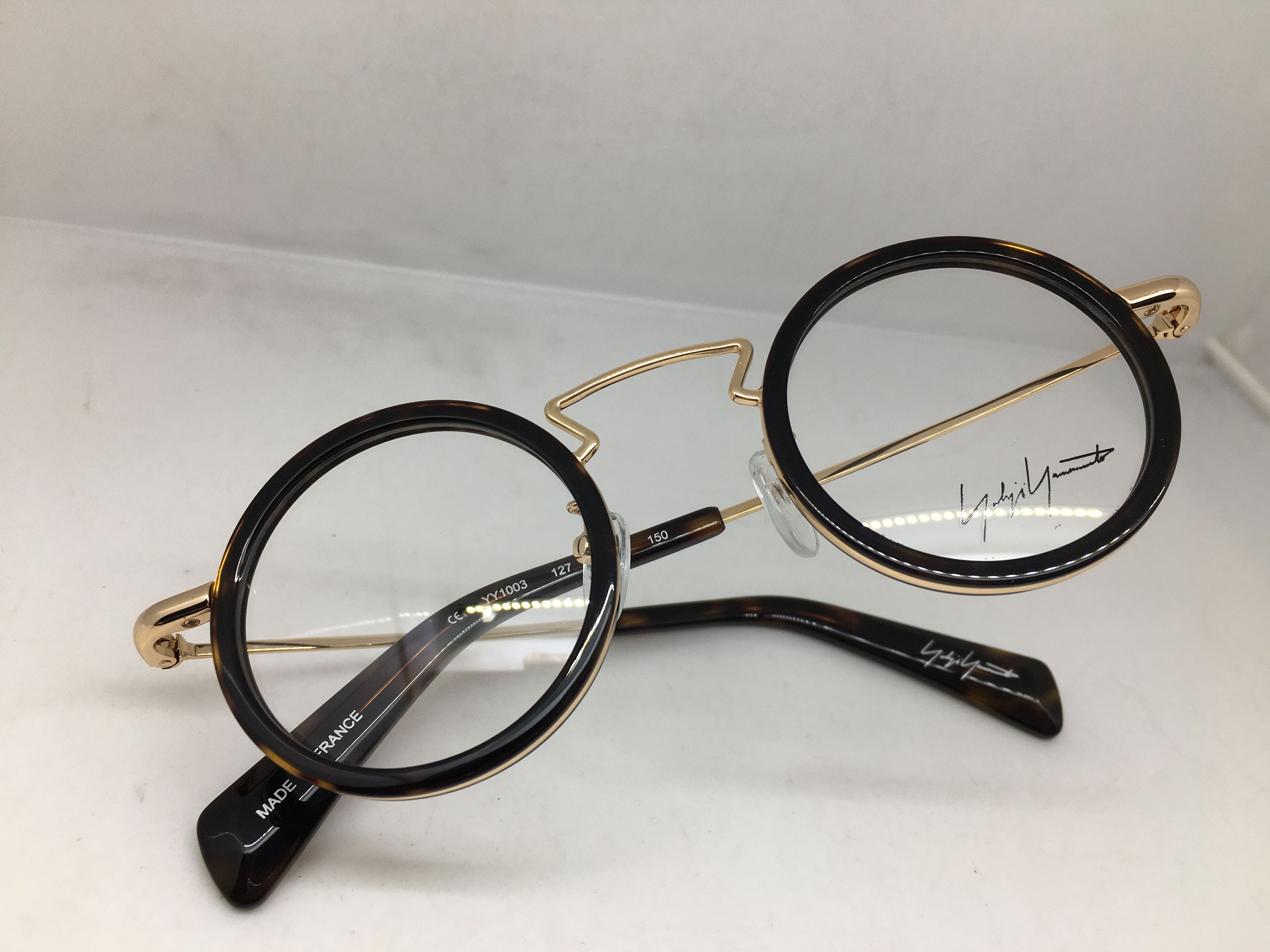 Yohji Yamamoto Yohji Yamamoto YY 1003 Gold Tortoise Rims Round Eyeglasses Size ONE SIZE - 2 Thumbnail