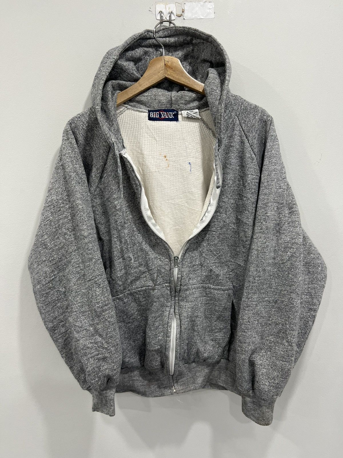Vintage Vintage Thermal Lined Hoodie Sweater big yank blank zip up Size US M / EU 48-50 / 2 - 1 Thumbnail