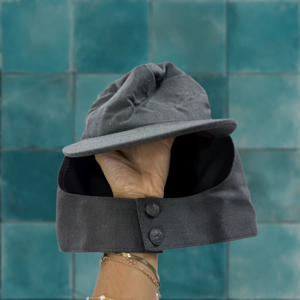 Vintage VINTAGE Army Cap Fitted 7 1/4 Gray Twill Winter Lined Ear Neck Flap 80s Hat Mens Size ONE SIZE - 1 Thumbnail
