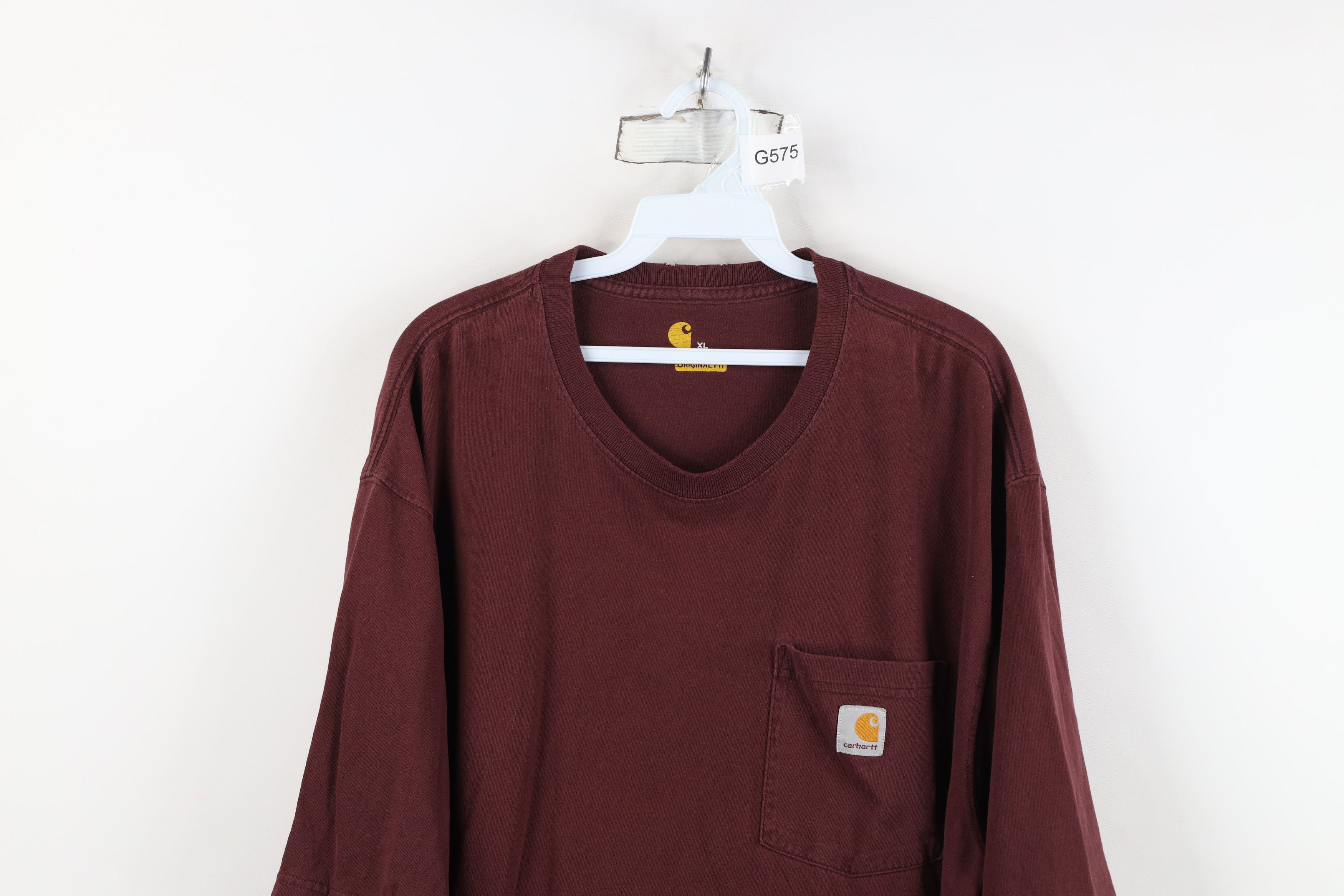 Carhartt Vintage Y2K Carhartt Baggy Short Sleeve T-Shirt Burgundy Size US XL / EU 56 / 4 - 2 Thumbnail