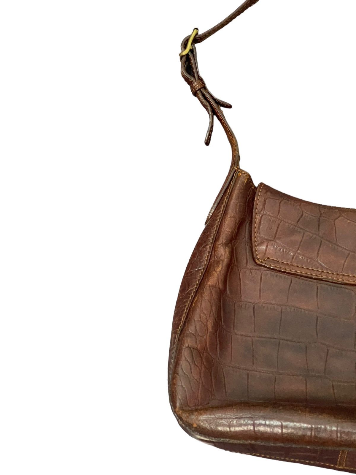 Genuine Leather Crocodile Embossed The Bridge Italy Leather Shoulder Bag Size ONE SIZE - 17 Thumbnail