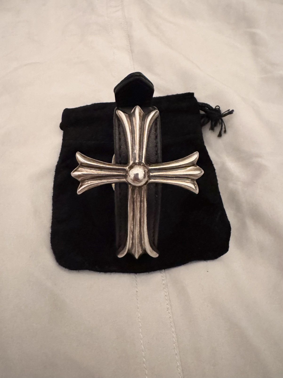 Chrome Hearts Cross Gunslinger Leather Bracelet