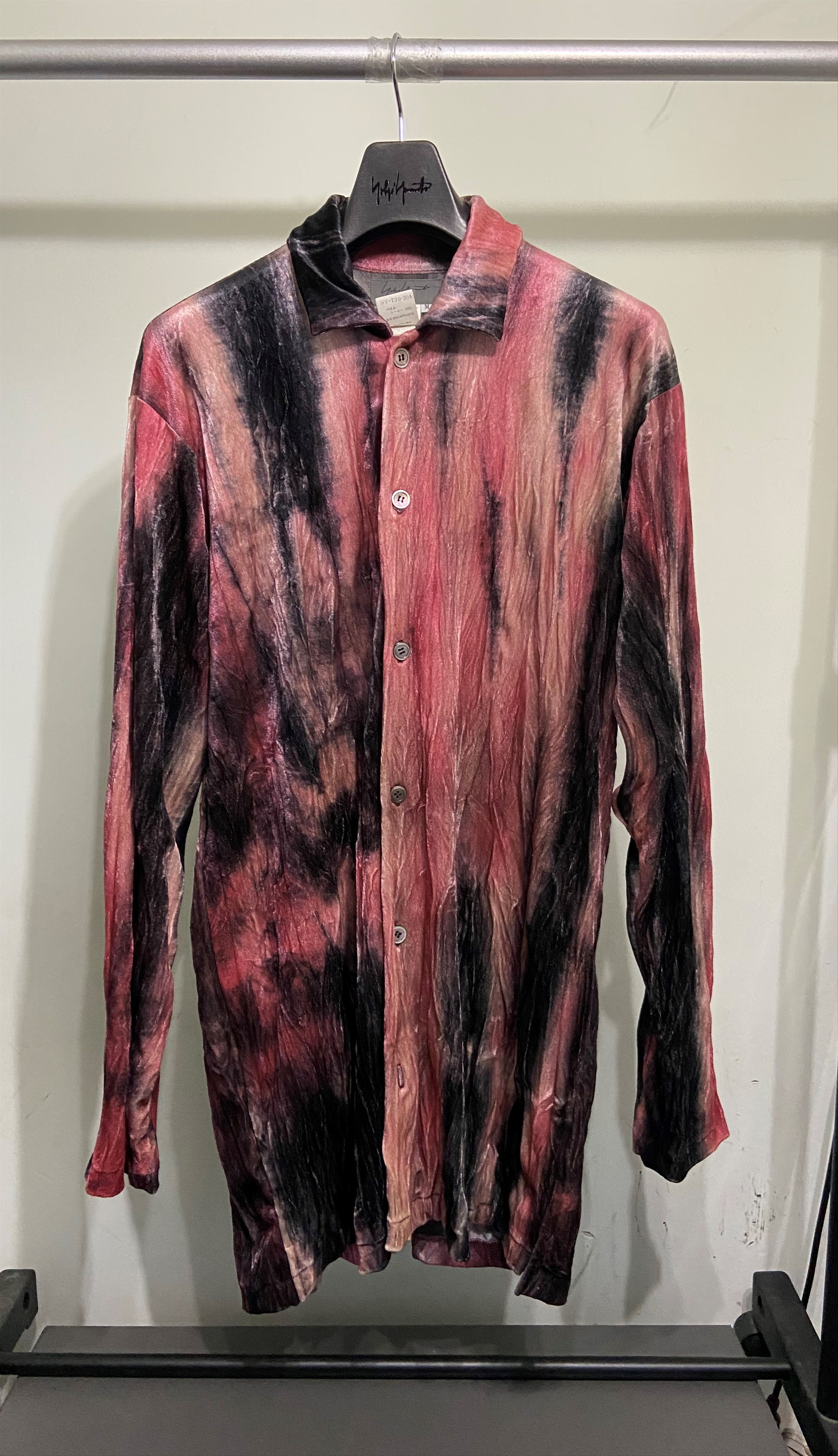 image of Yohji Yamamoto 94Aw Pink Velvet Shirt in Pink/Black, Men's (Size Medium)